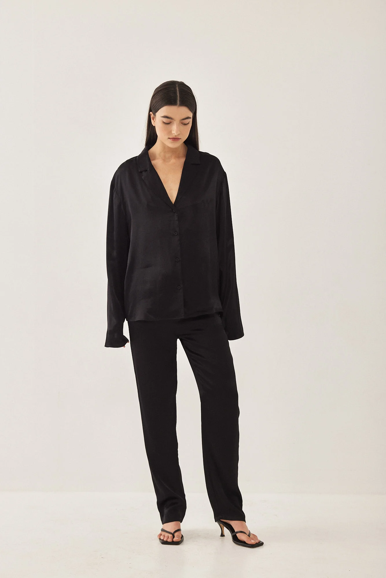 Satin Button Up Blouse - Image 2