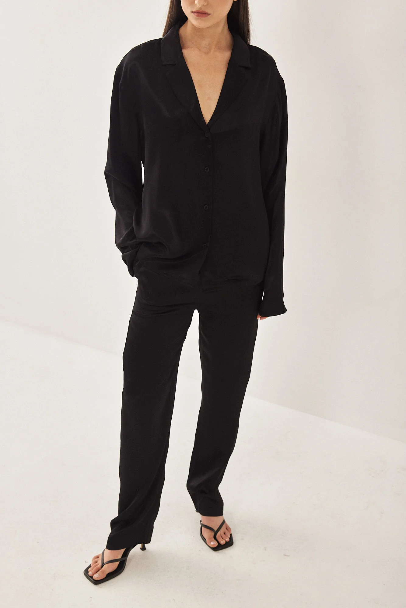 Satin Button Up Blouse - Image 3