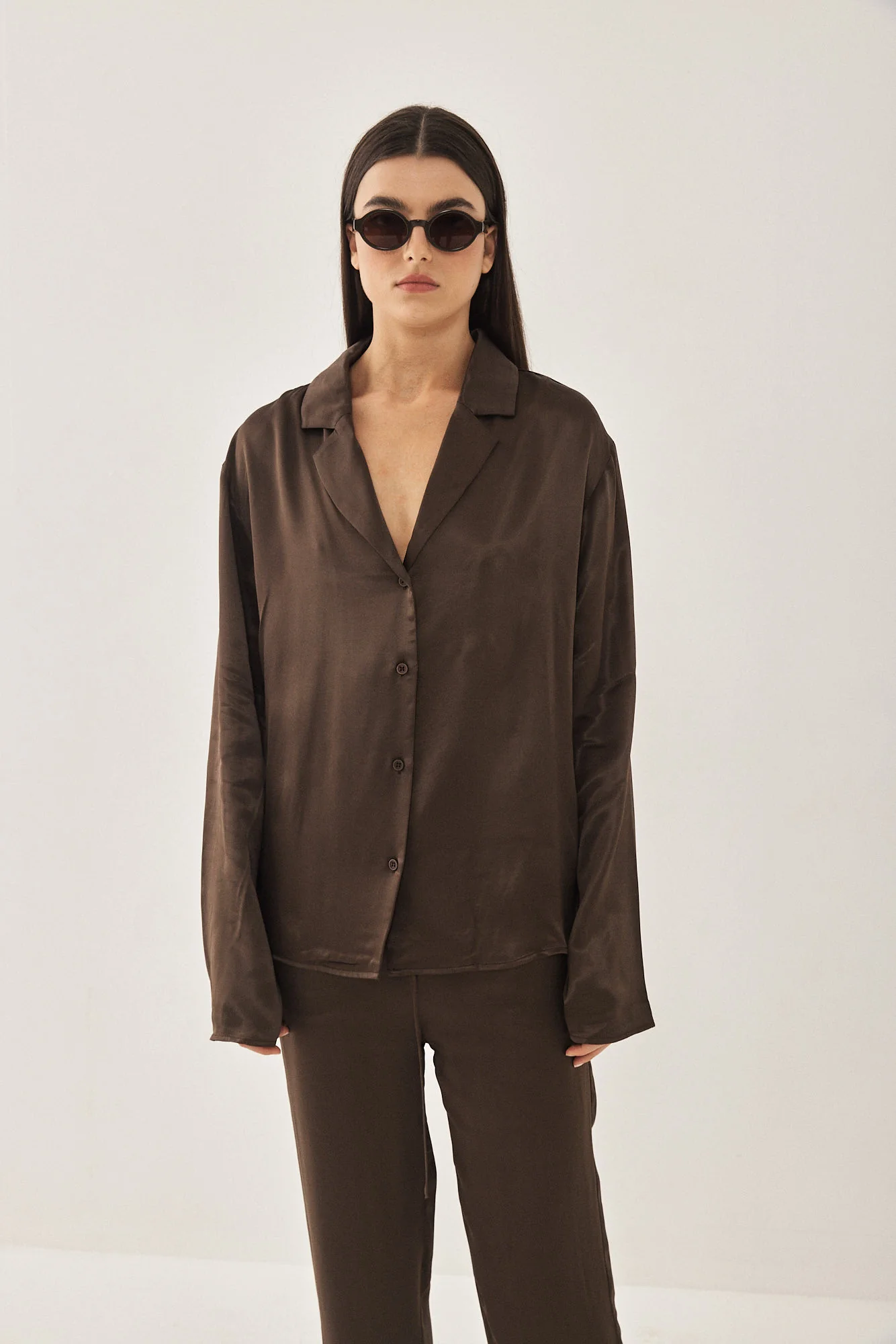 Satin Button Up Blouse