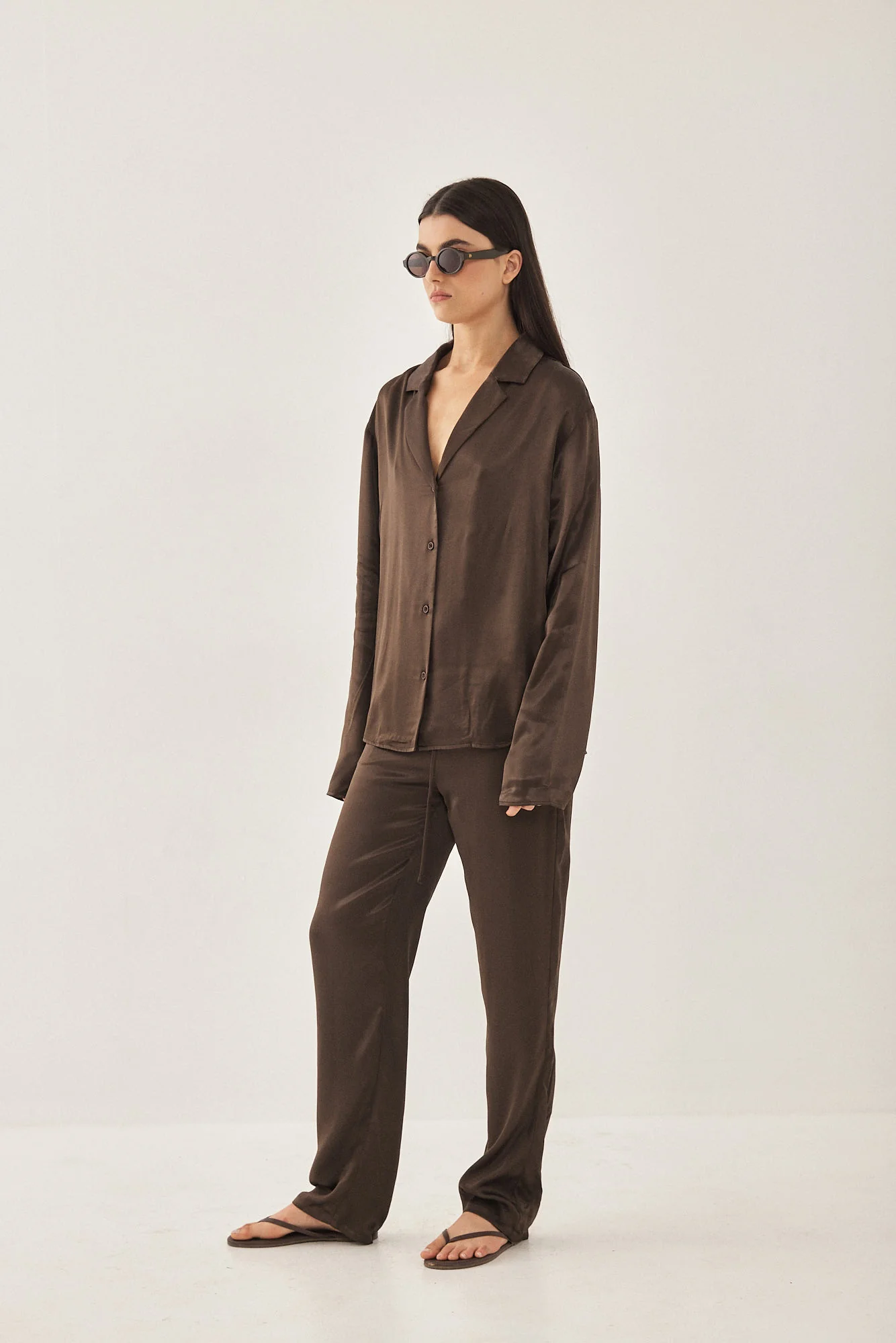 Satin Button Up Blouse - Image 4