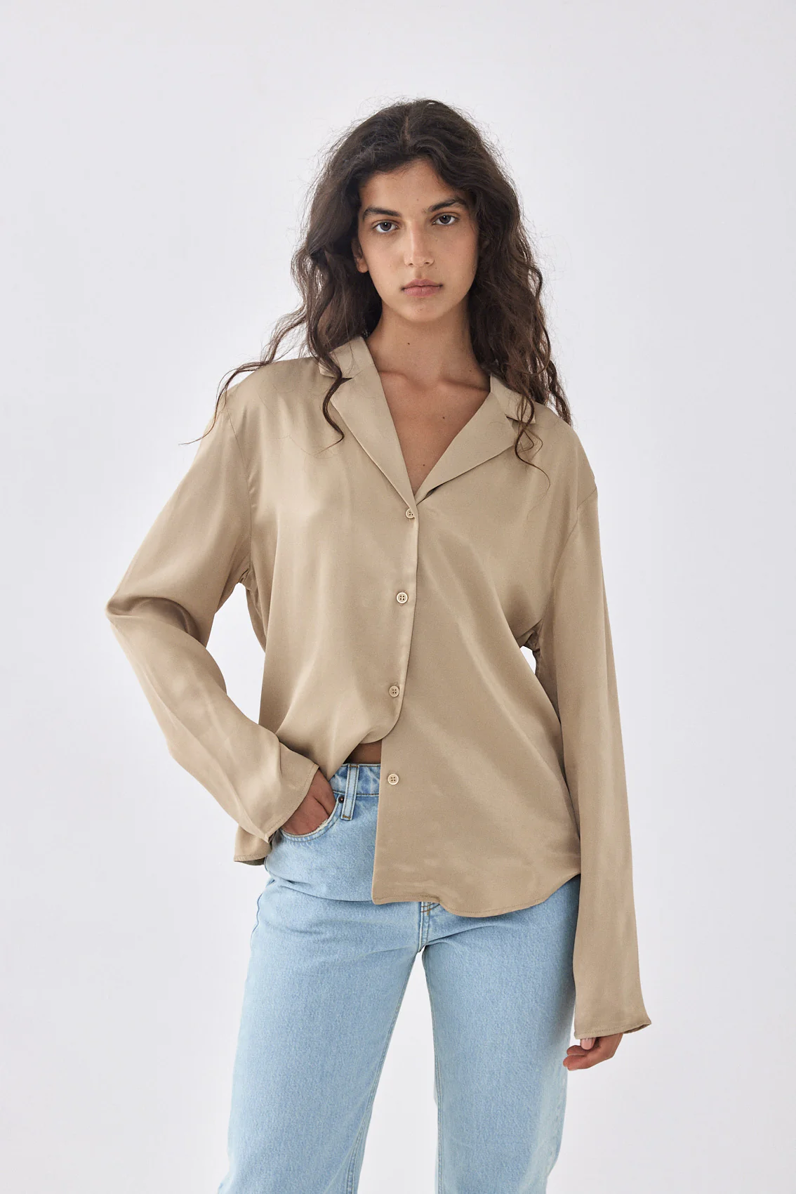 Satin Button Up Blouse - Image 2