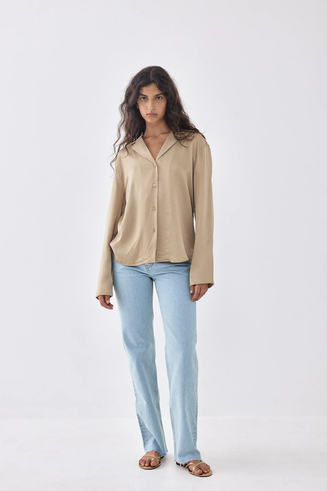 Satin Button Up Blouse - Image 3