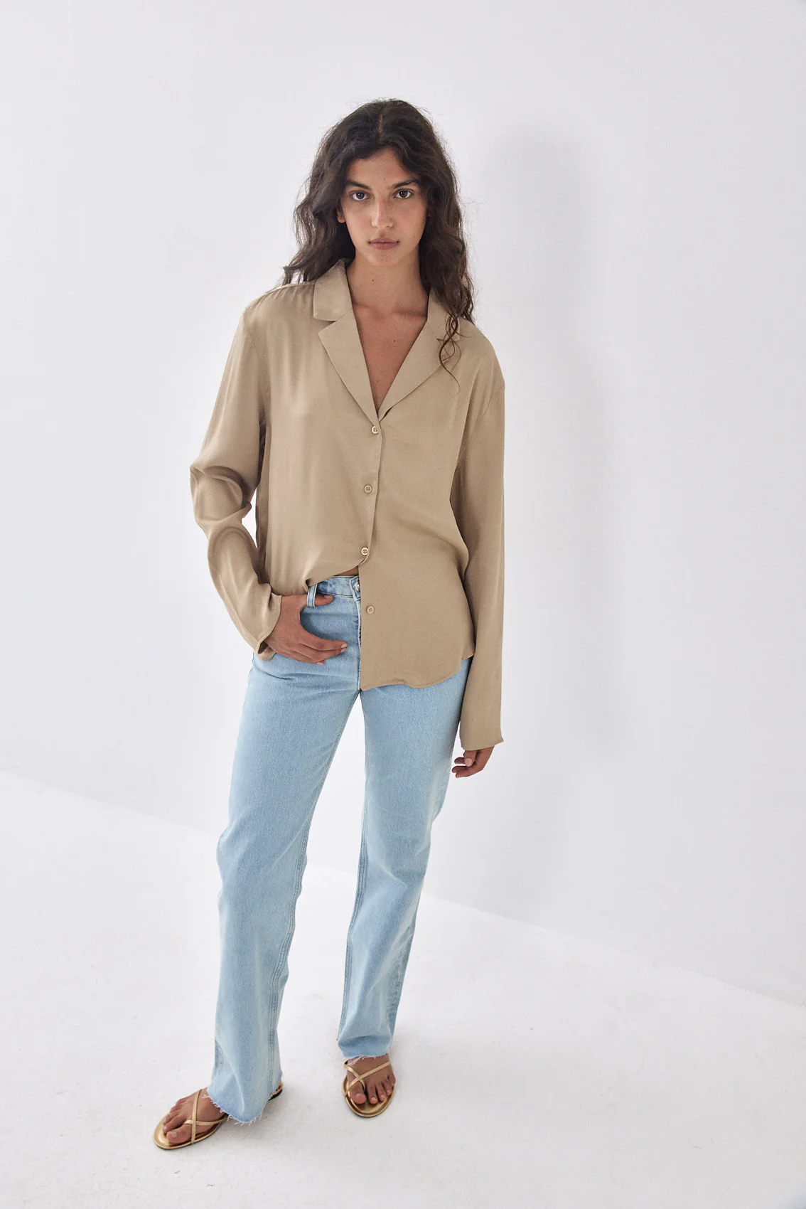 Satin Button Up Blouse - Image 4