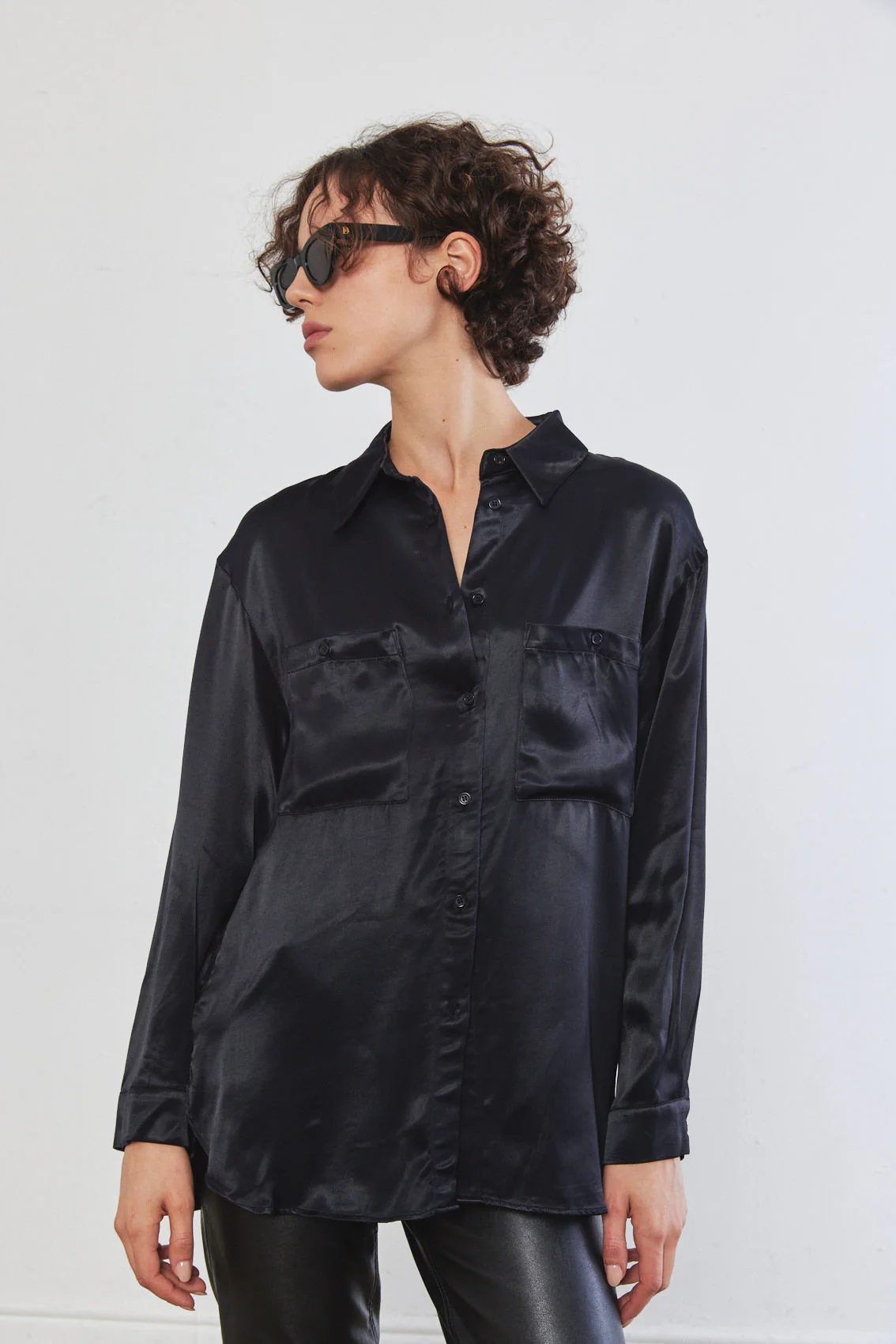 Satin Buttoned Blouse - Image 3