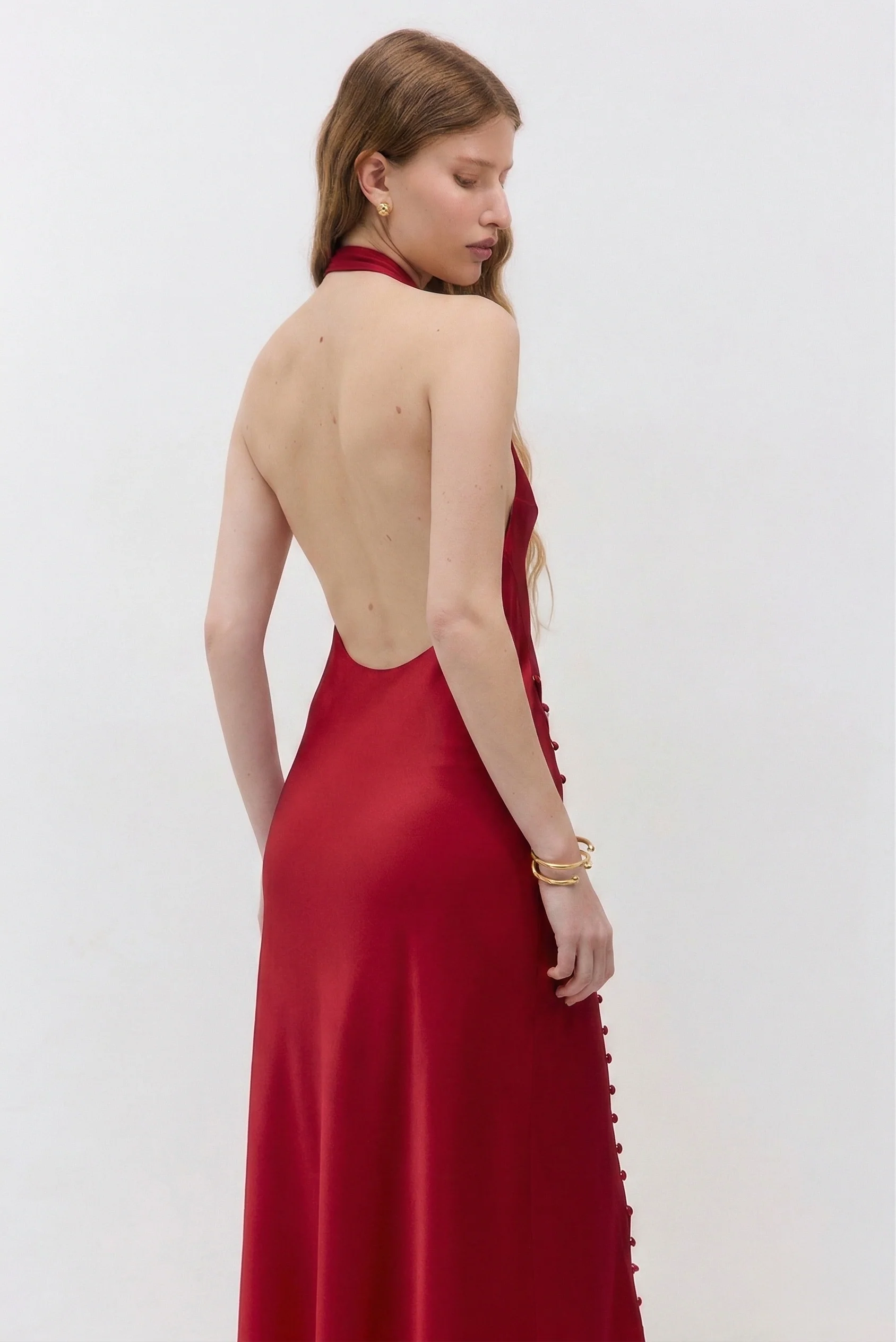 Satin Drape Maxi Dress - Image 4