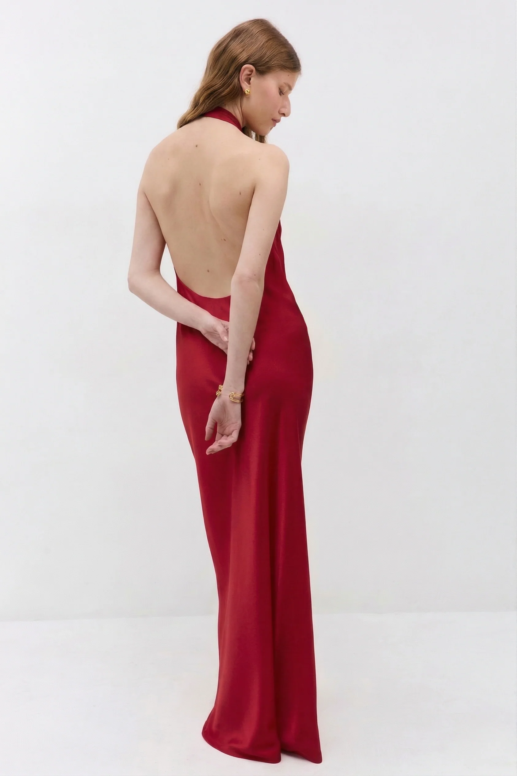 Satin Drape Maxi Dress - Image 5