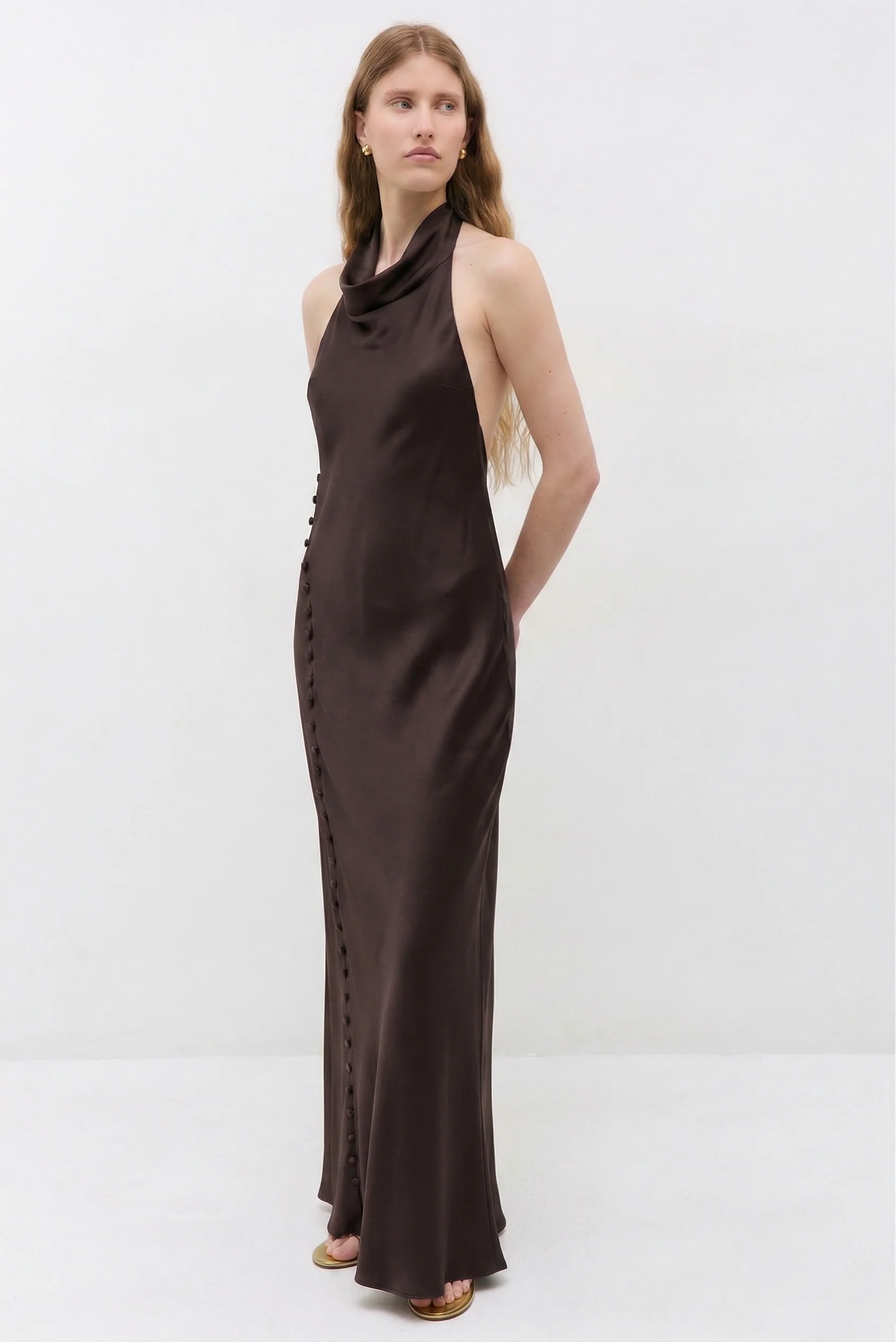 Satin Drape Maxi Dress - Image 3