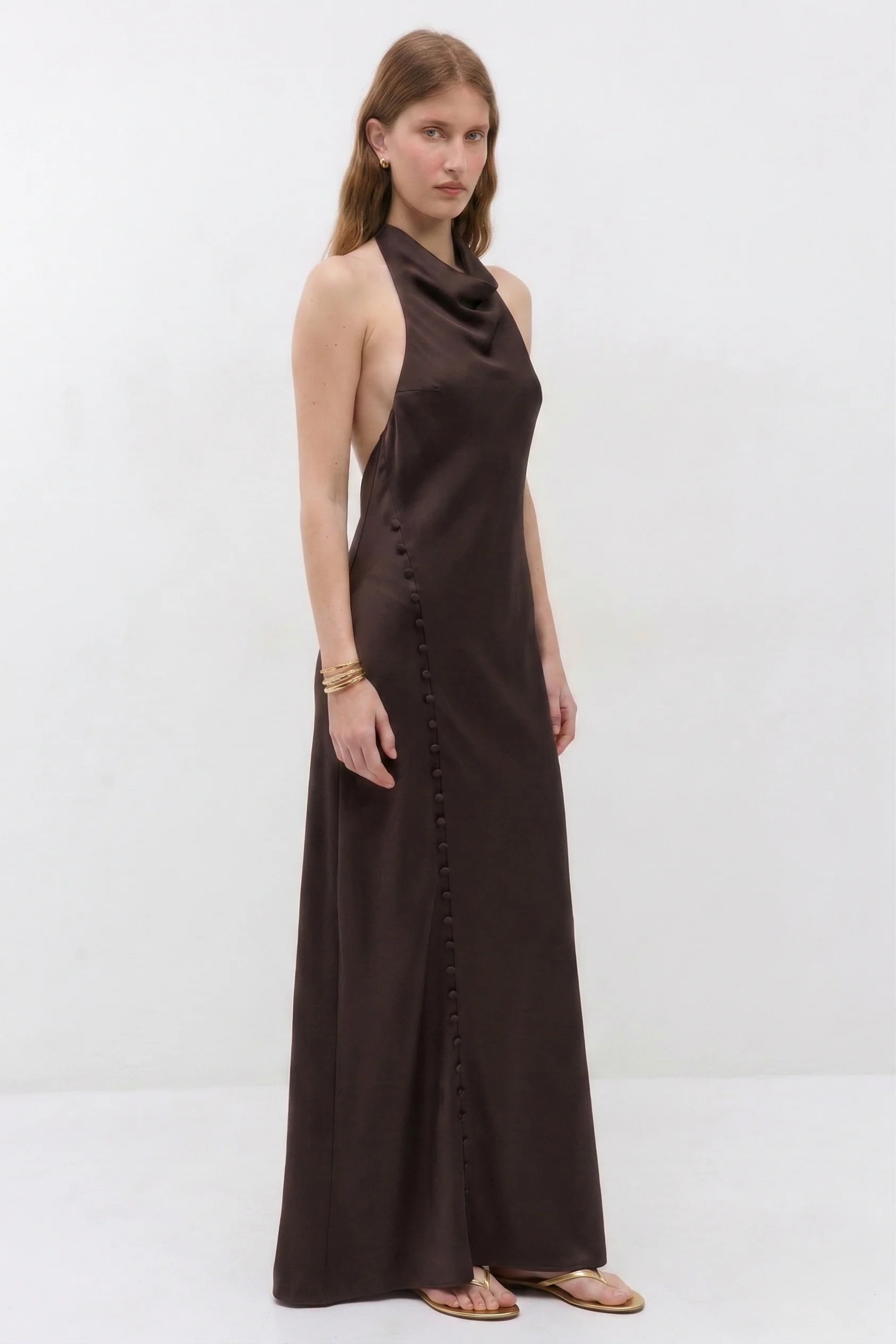 Satin Drape Maxi Dress - Image 4