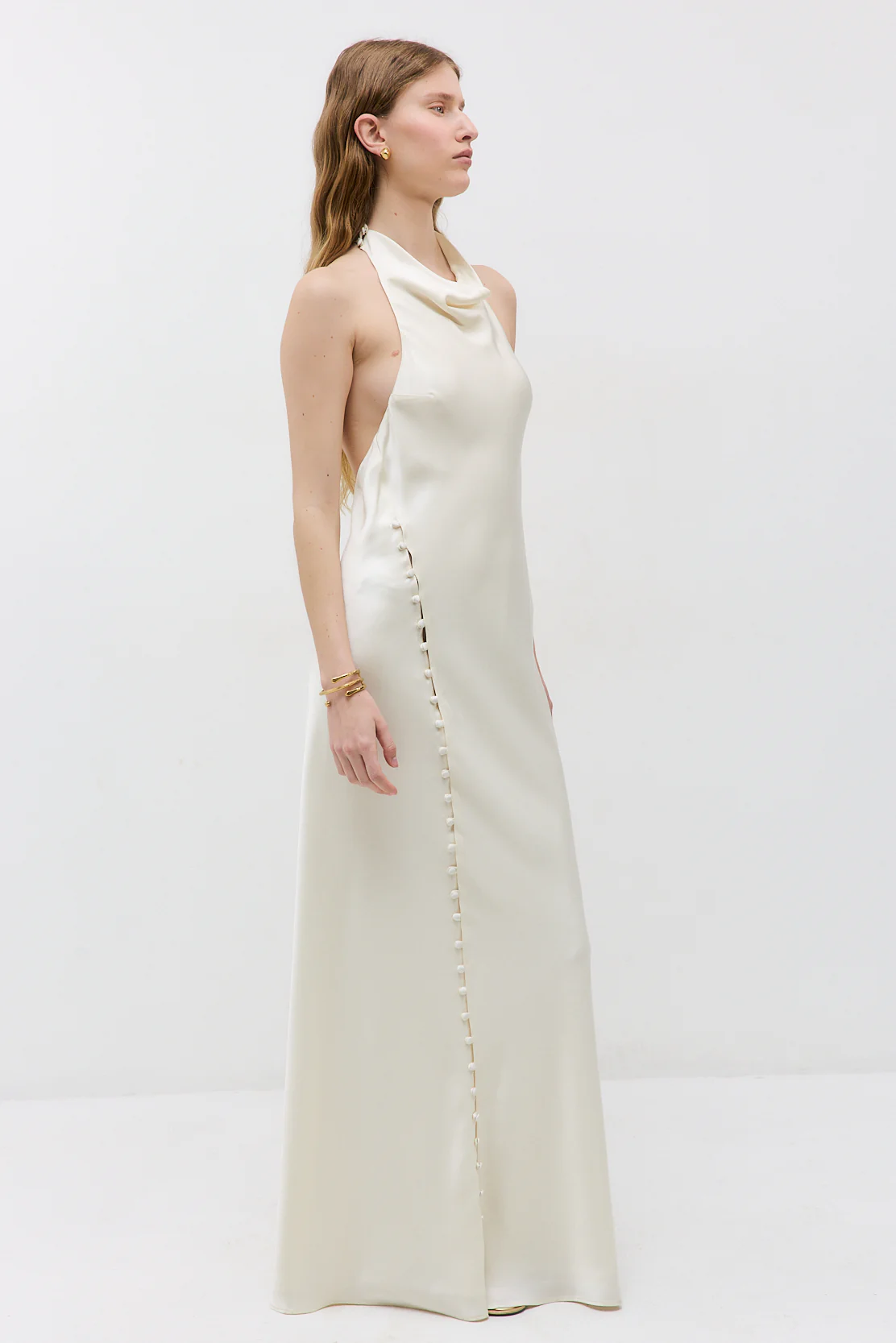 Satin Drape Maxi Dress - Image 4