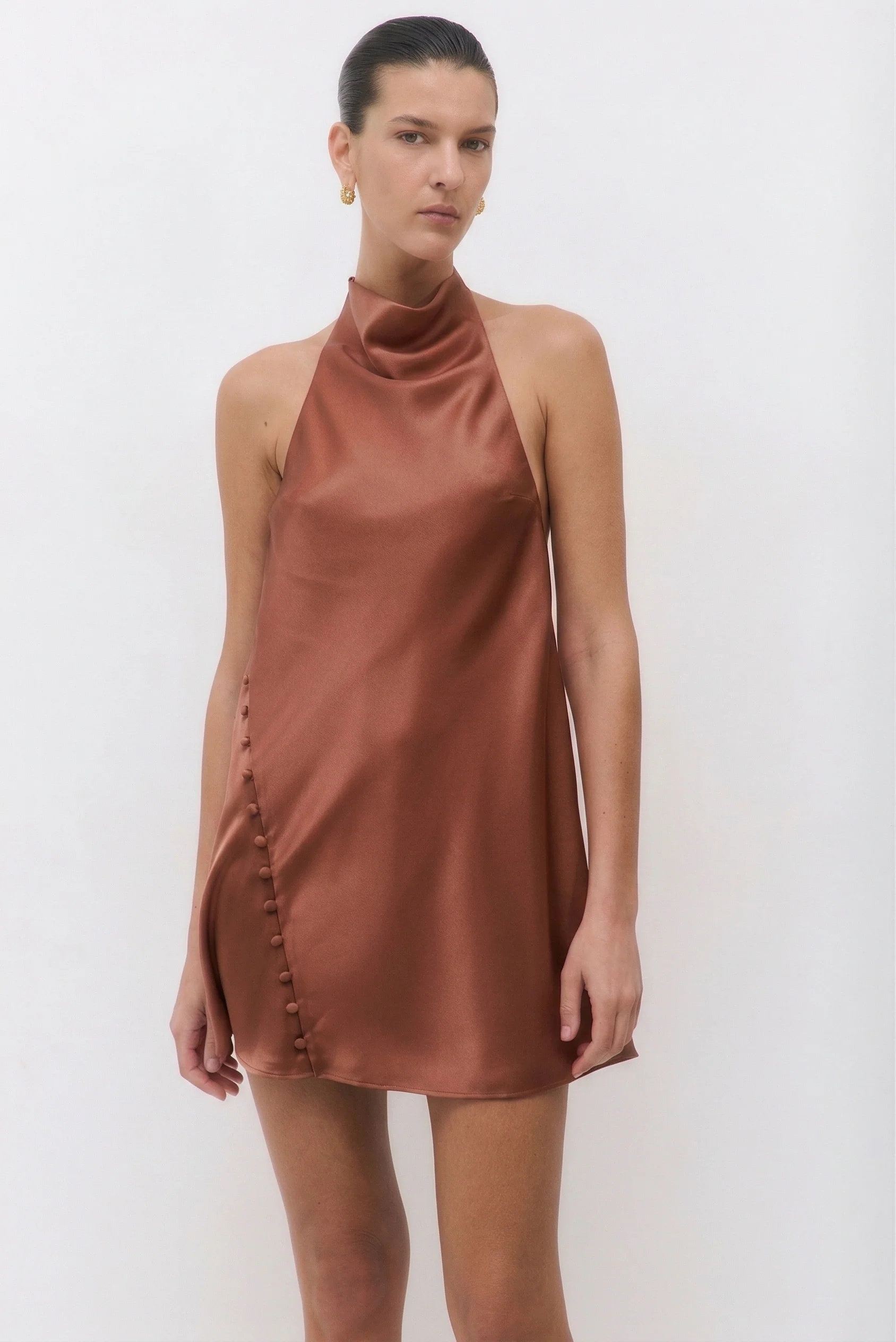 Satin Drape Mini Dress - Image 2