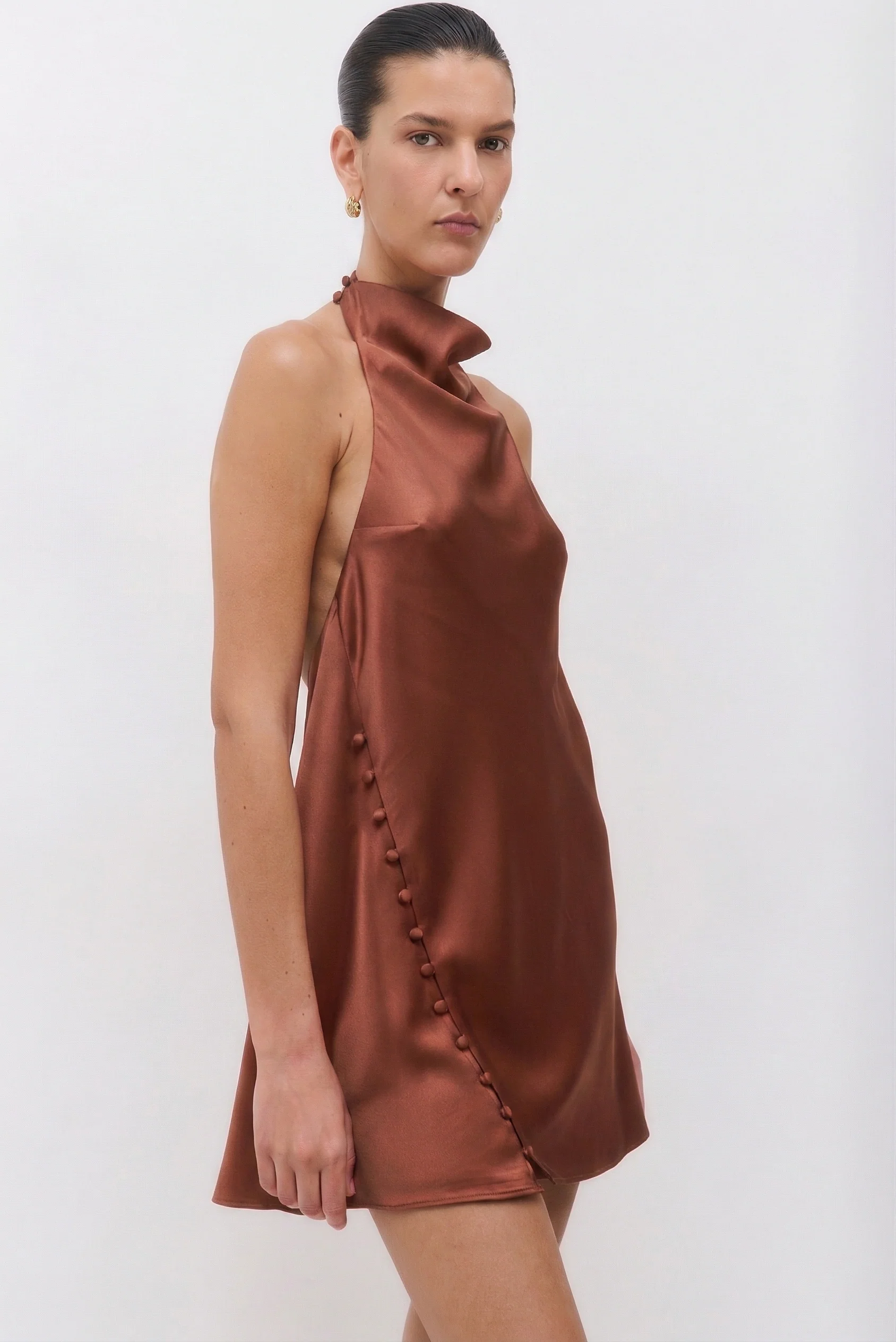 Satin Drape Mini Dress - Image 4