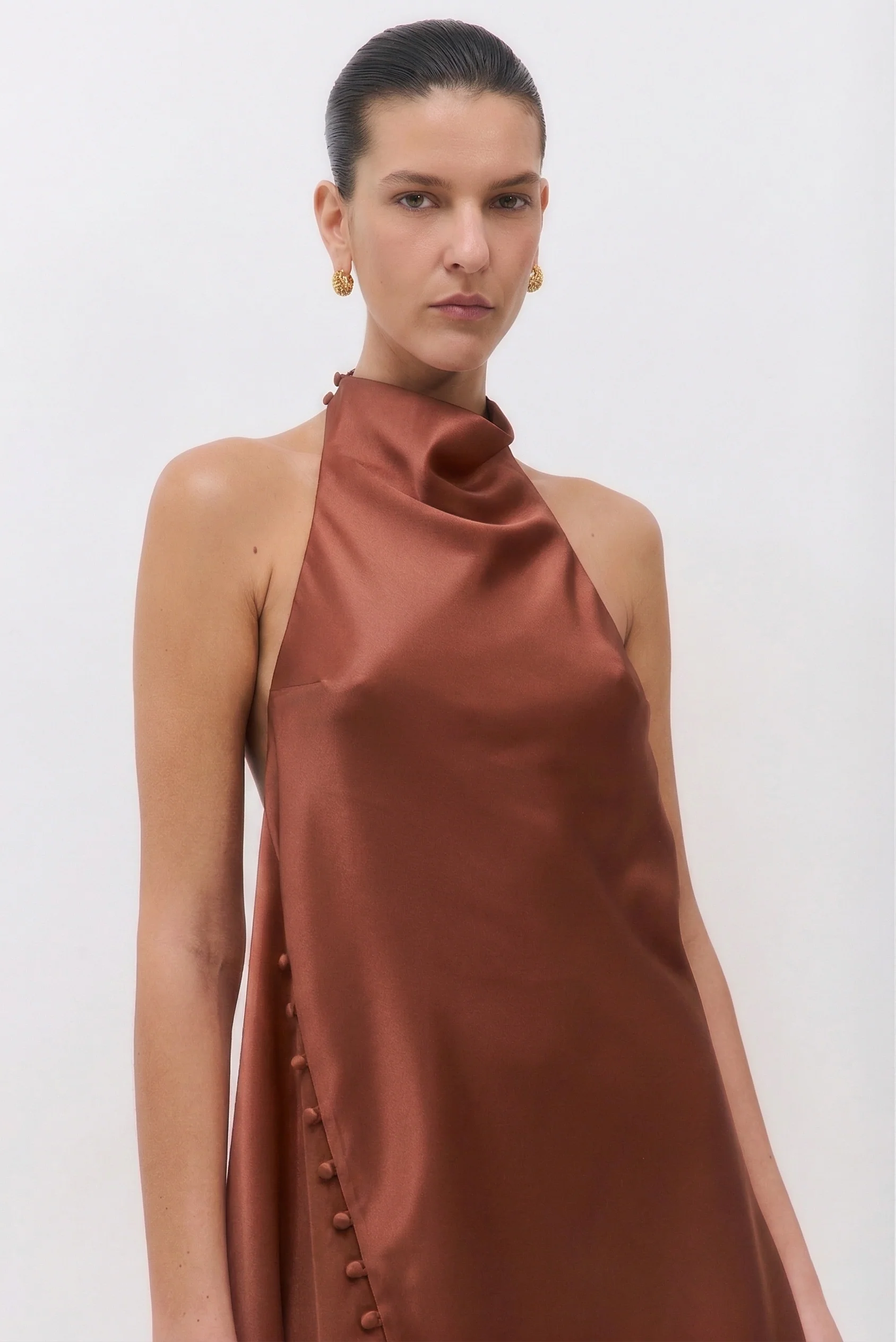 Satin Drape Mini Dress - Image 6