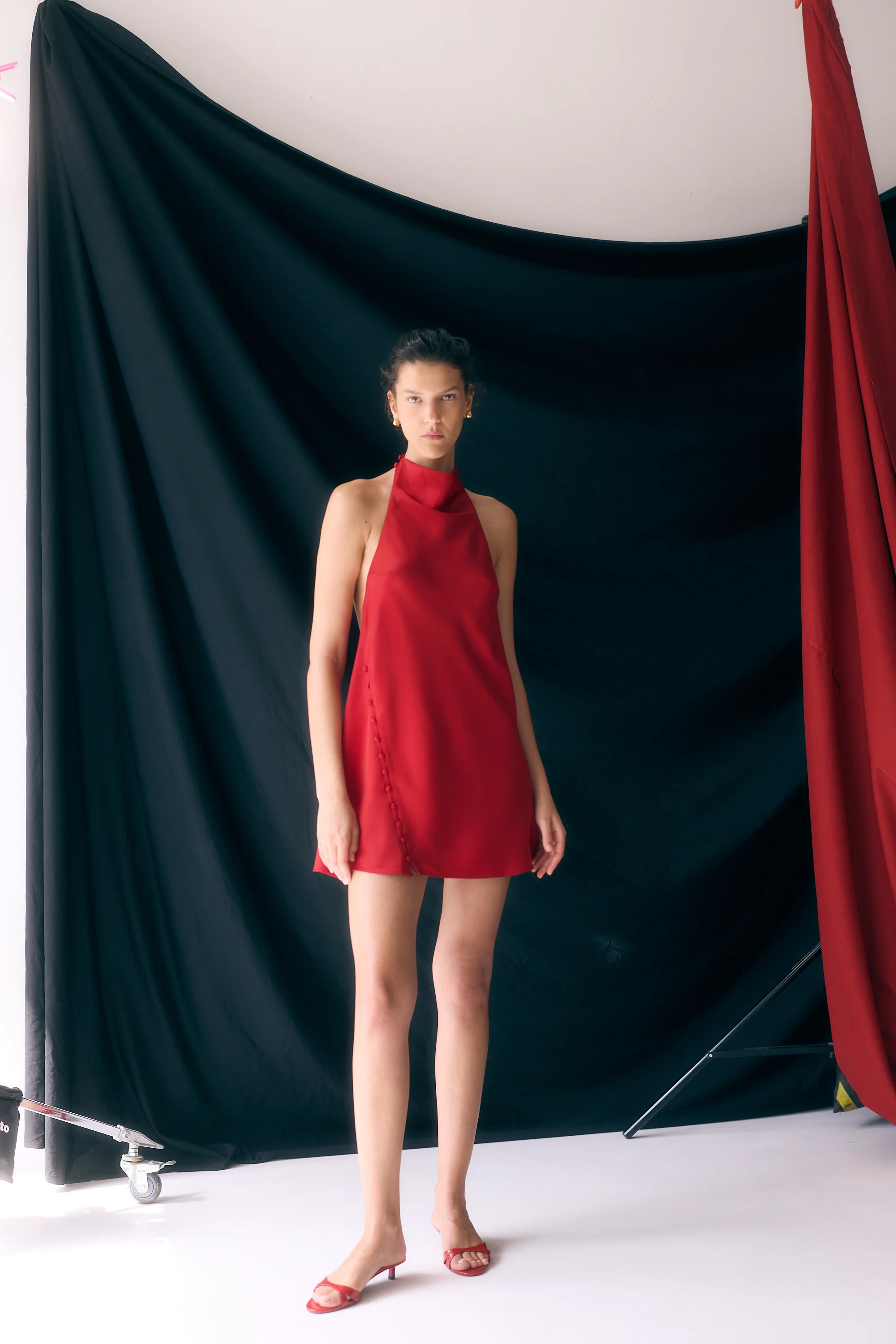 Satin Drape Mini Dress - Image 2