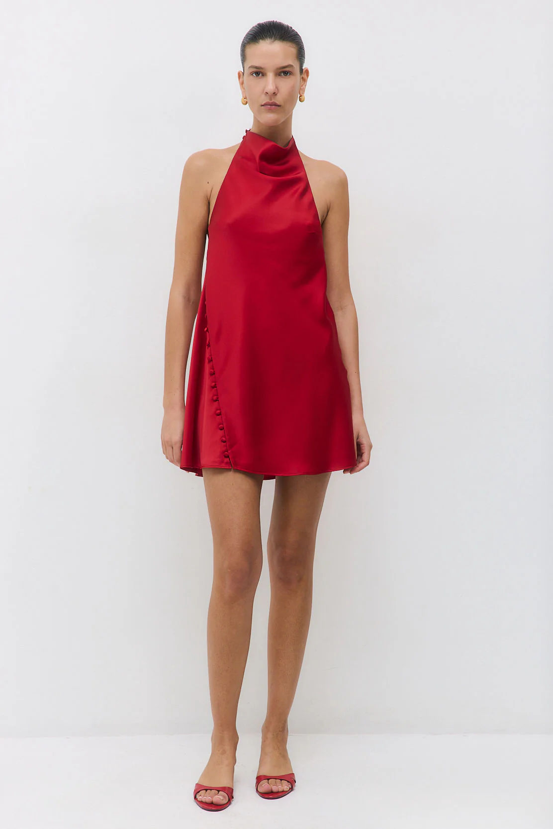Satin Drape Mini Dress - Image 3