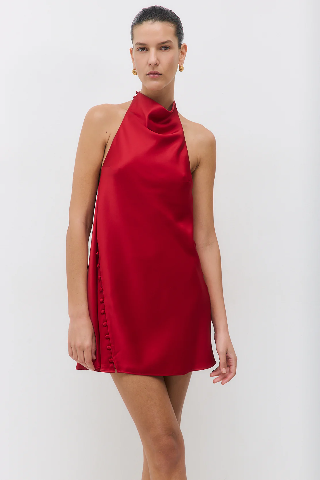 Satin Drape Mini Dress - Image 4