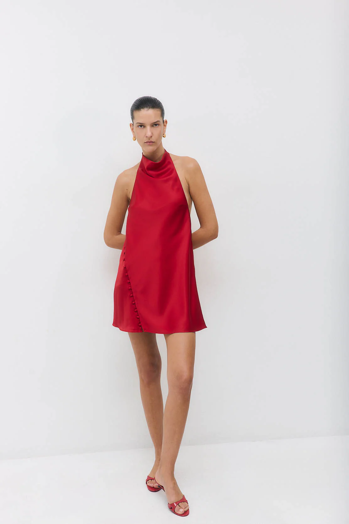 Satin Drape Mini Dress - Image 5