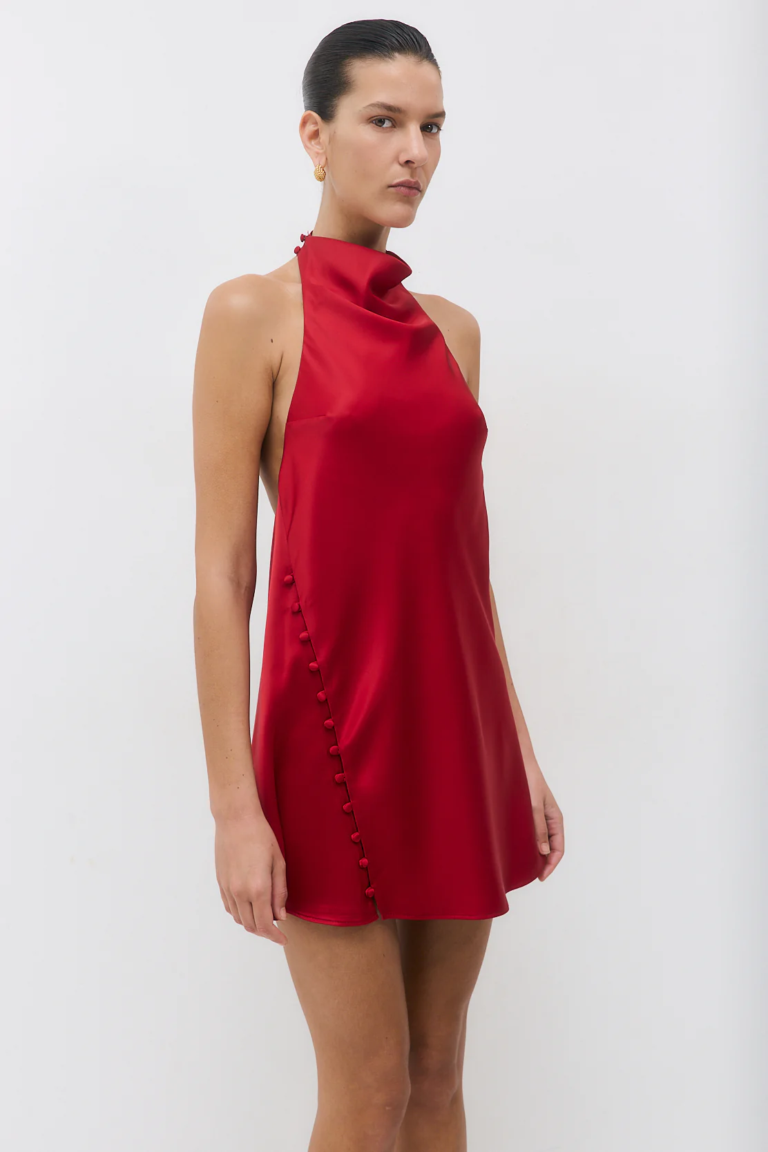 Satin Drape Mini Dress - Image 6