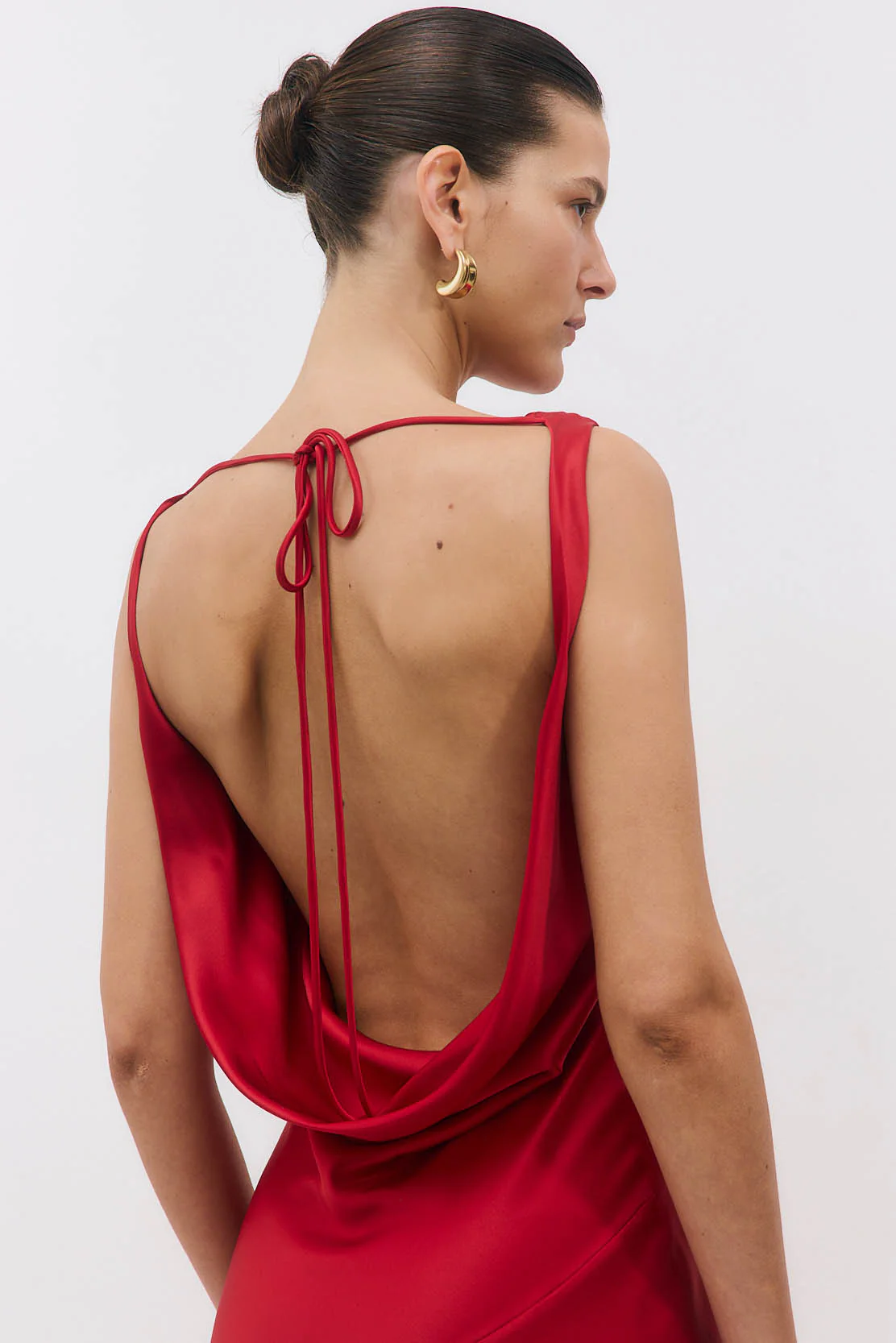Satin Draped Back Maxi Dress - Image 2