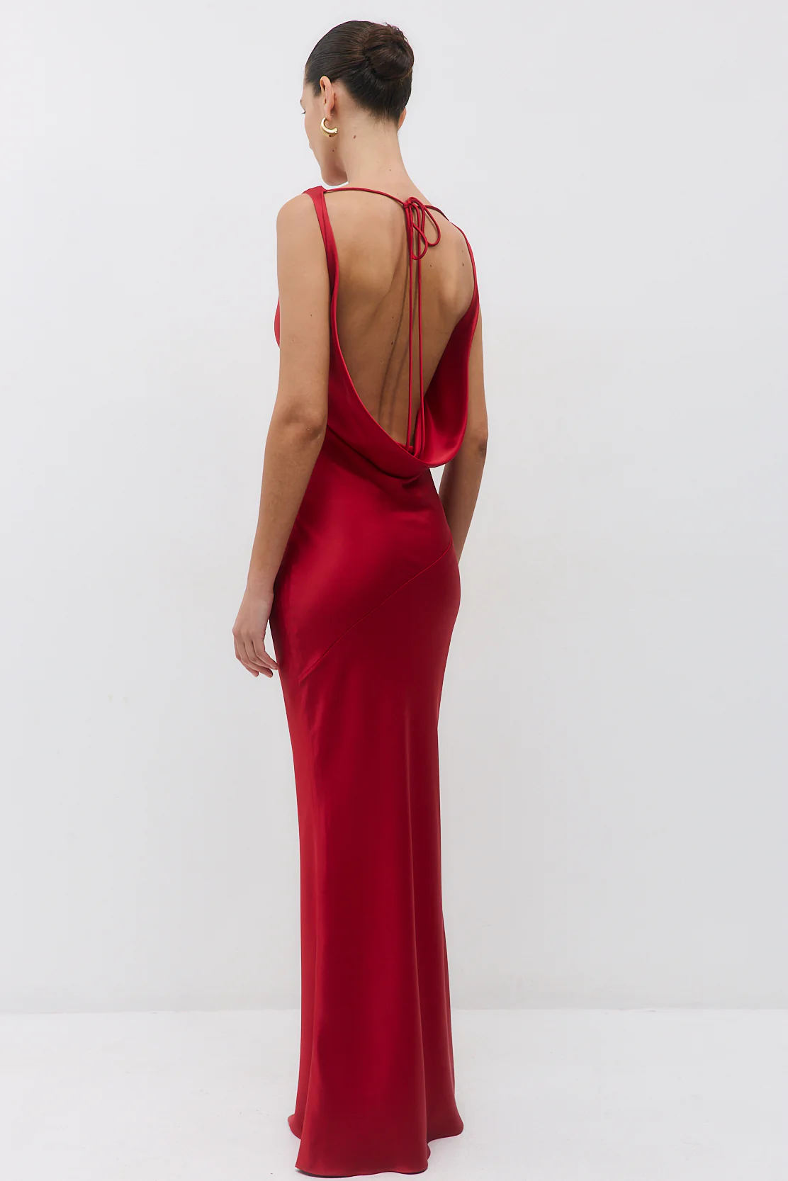 Satin Draped Back Maxi Dress - Image 5