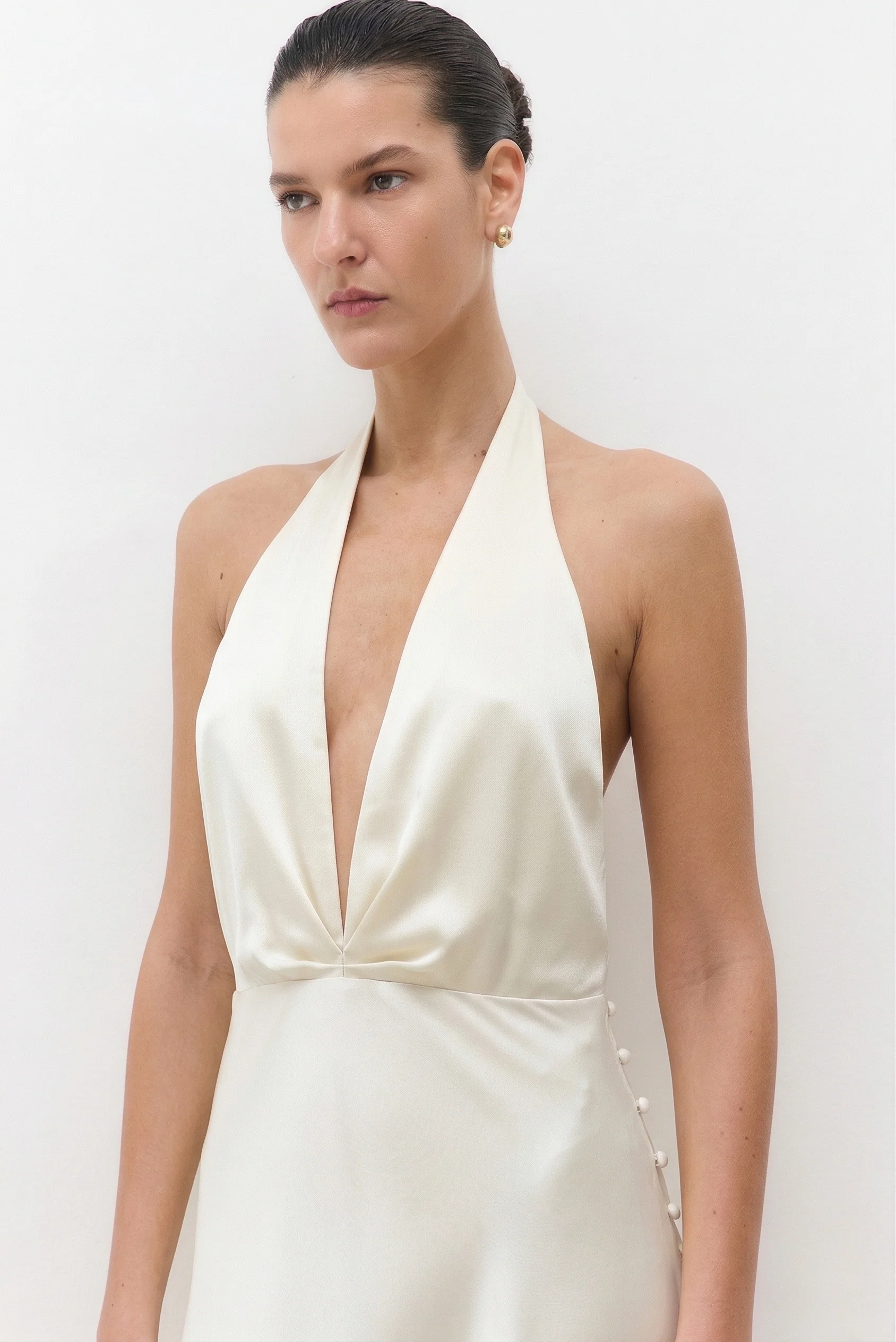 Satin Halter Maxi Dress - Image 3