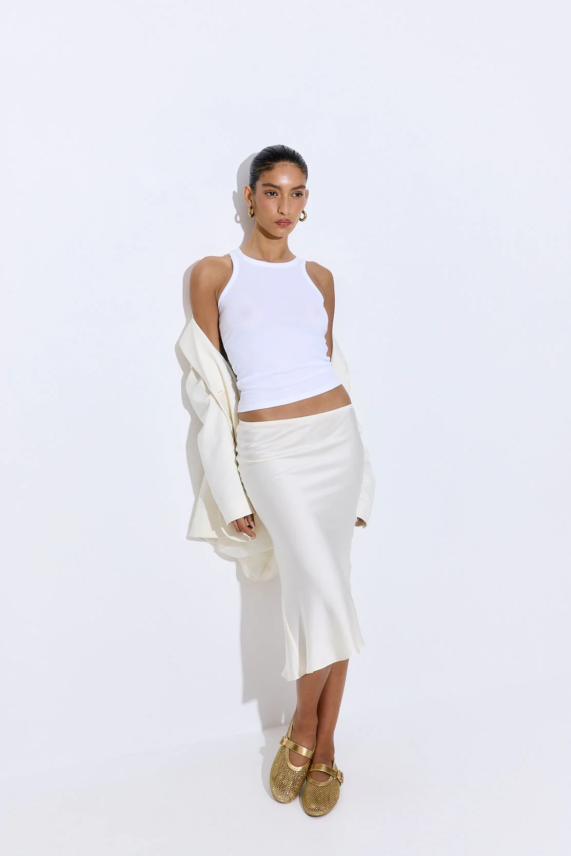 Satin Slip Midi Skirt - Image 3