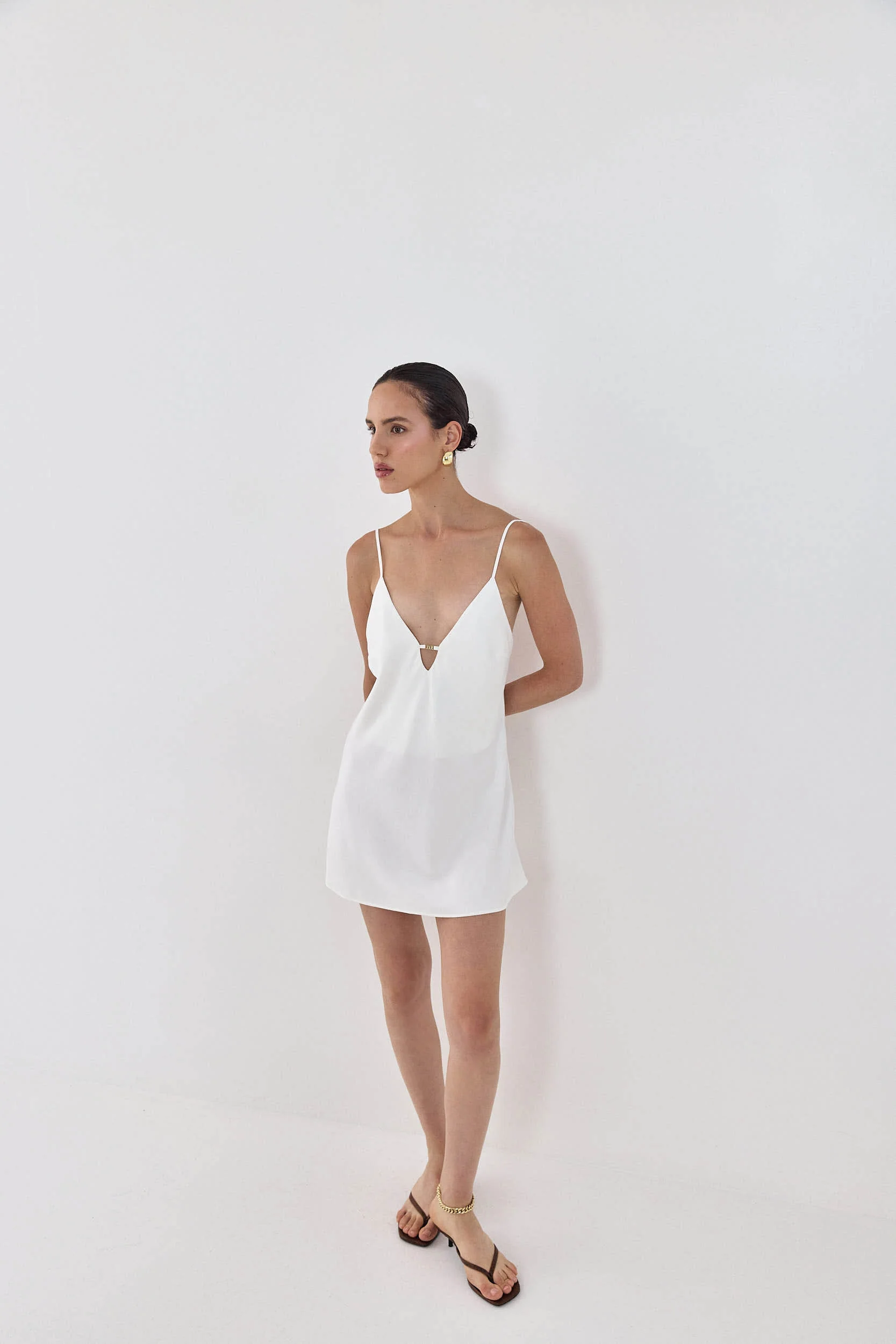Satin Slip Open Back Mini Dress - Image 3