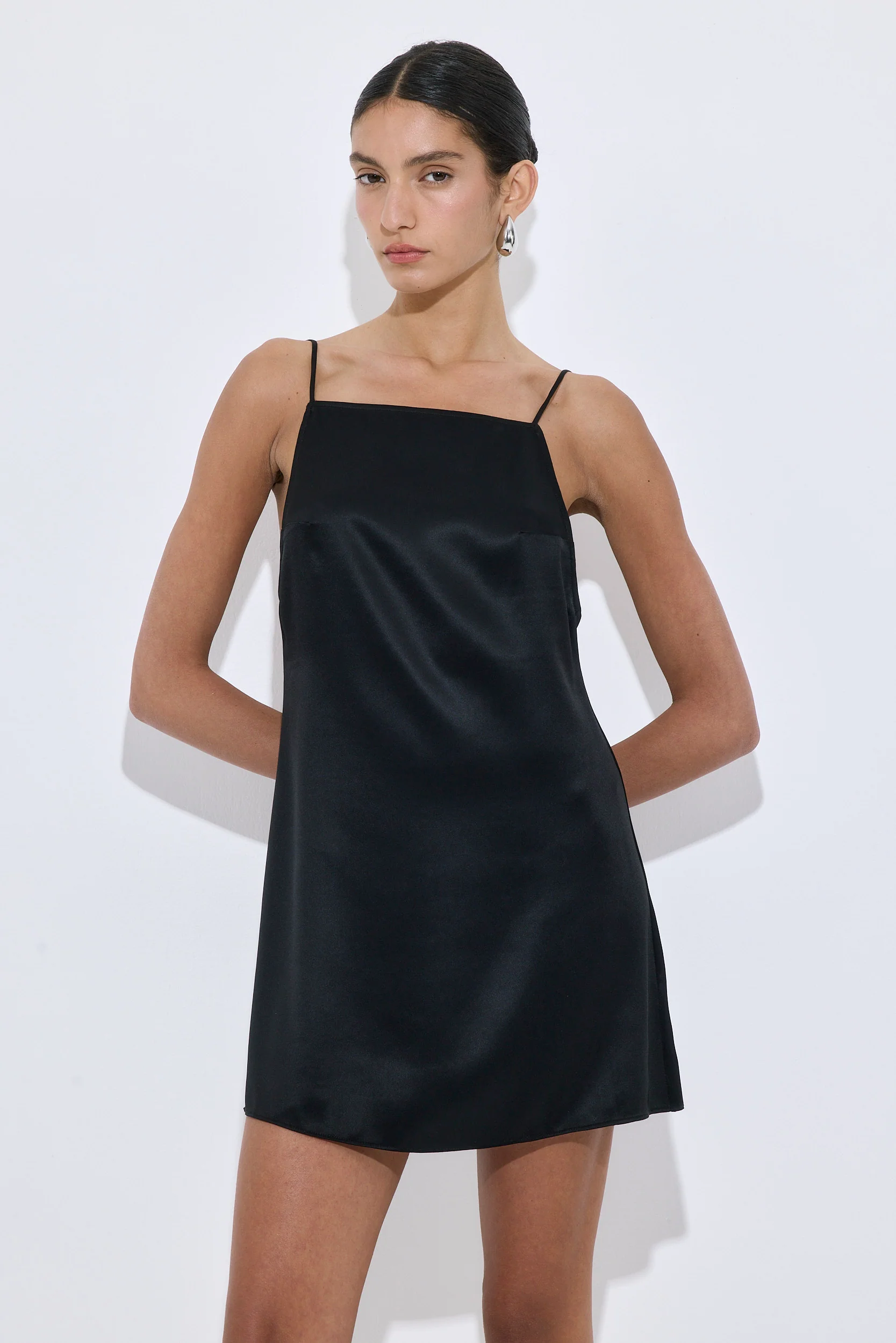 Satin Squared Neck Mini Dress - Image 7