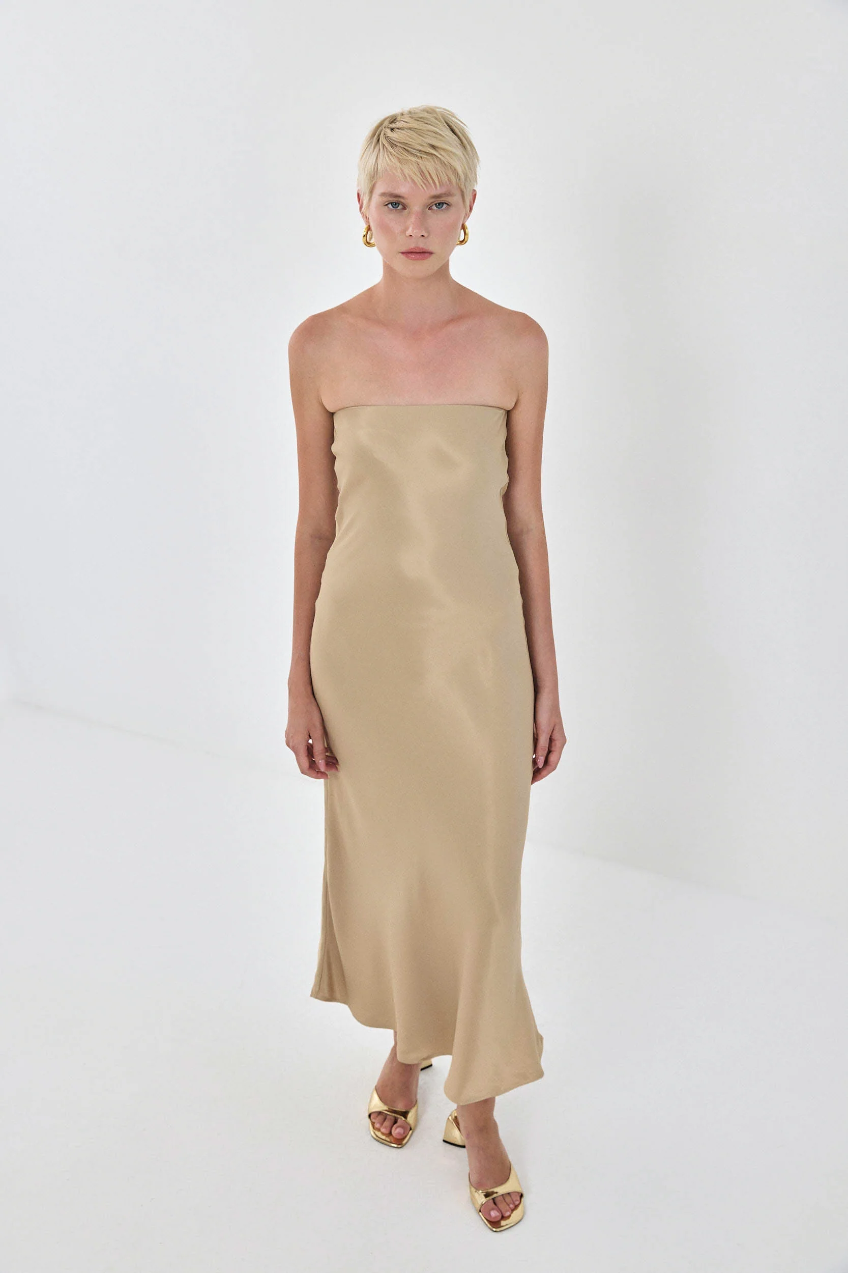 Satin Strapless Dress - Image 2