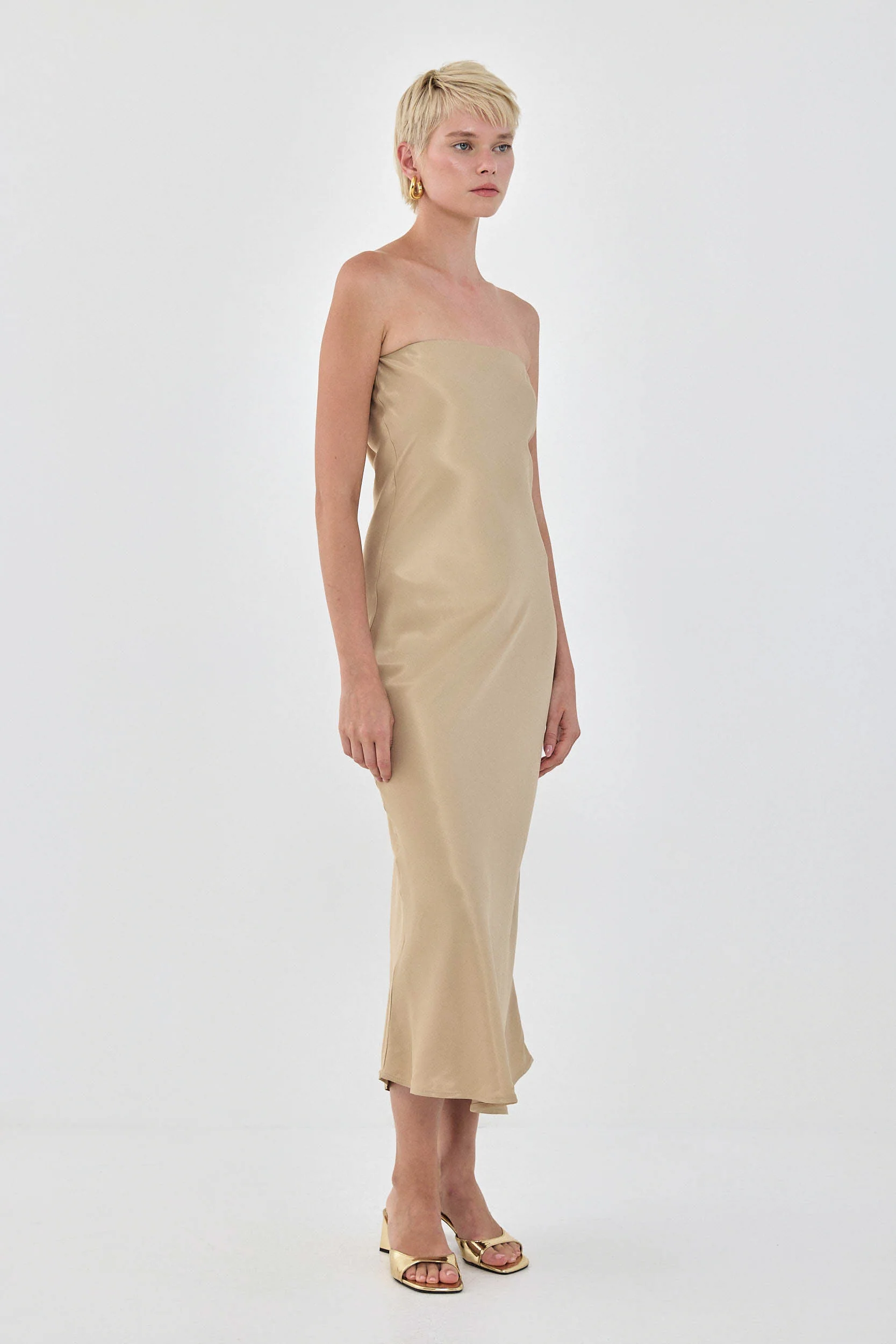 Satin Strapless Dress - Image 3