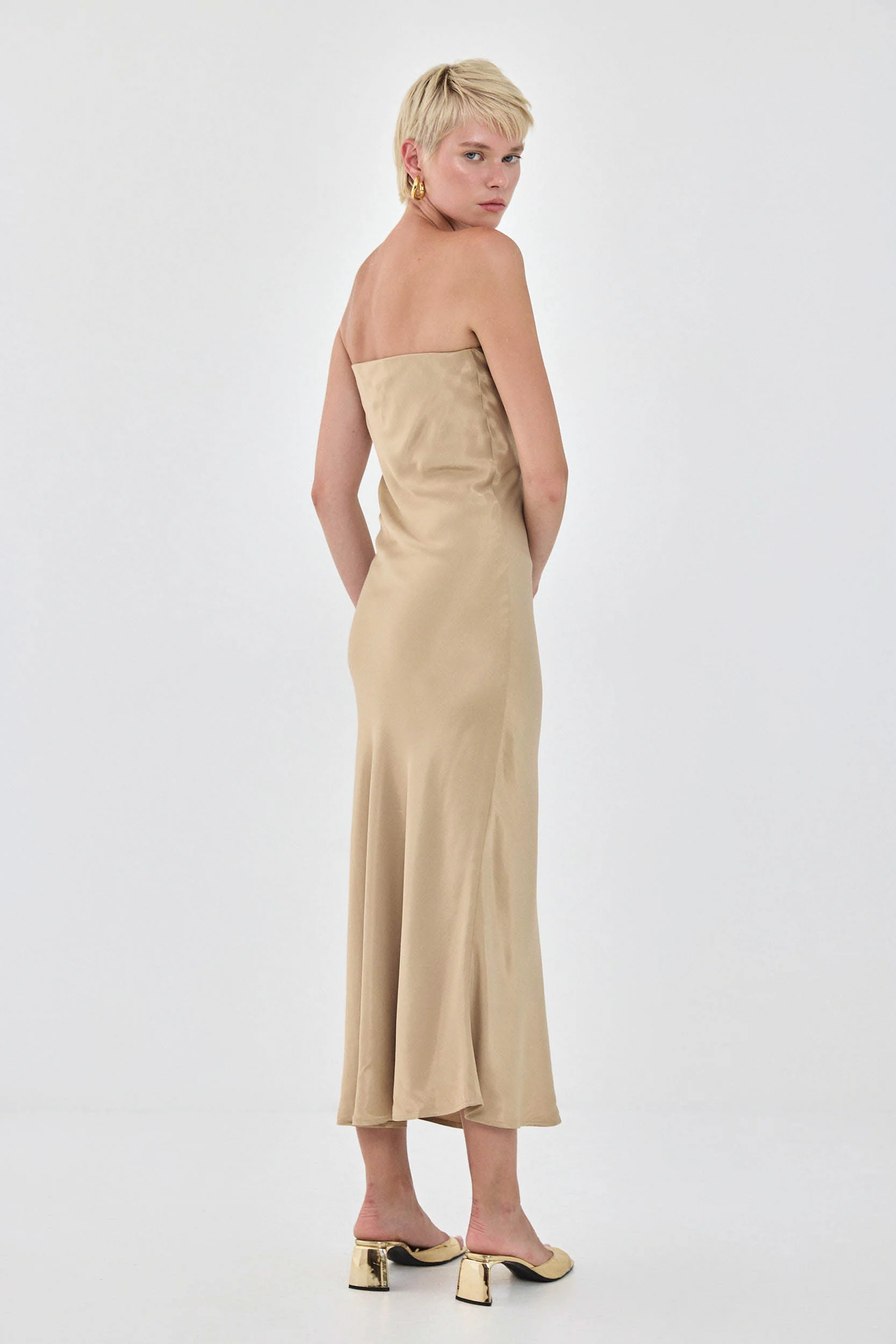 Satin Strapless Dress - Image 4