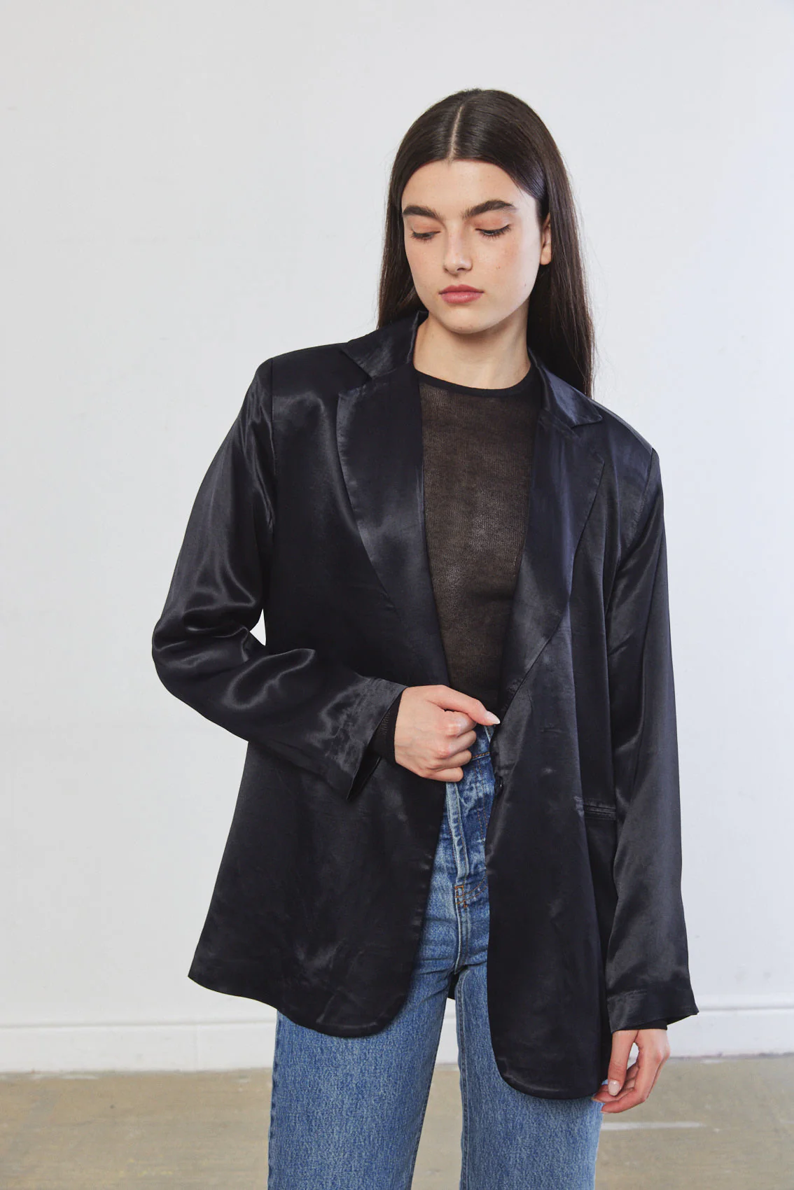 Satin Tailored Blazer - Image 3