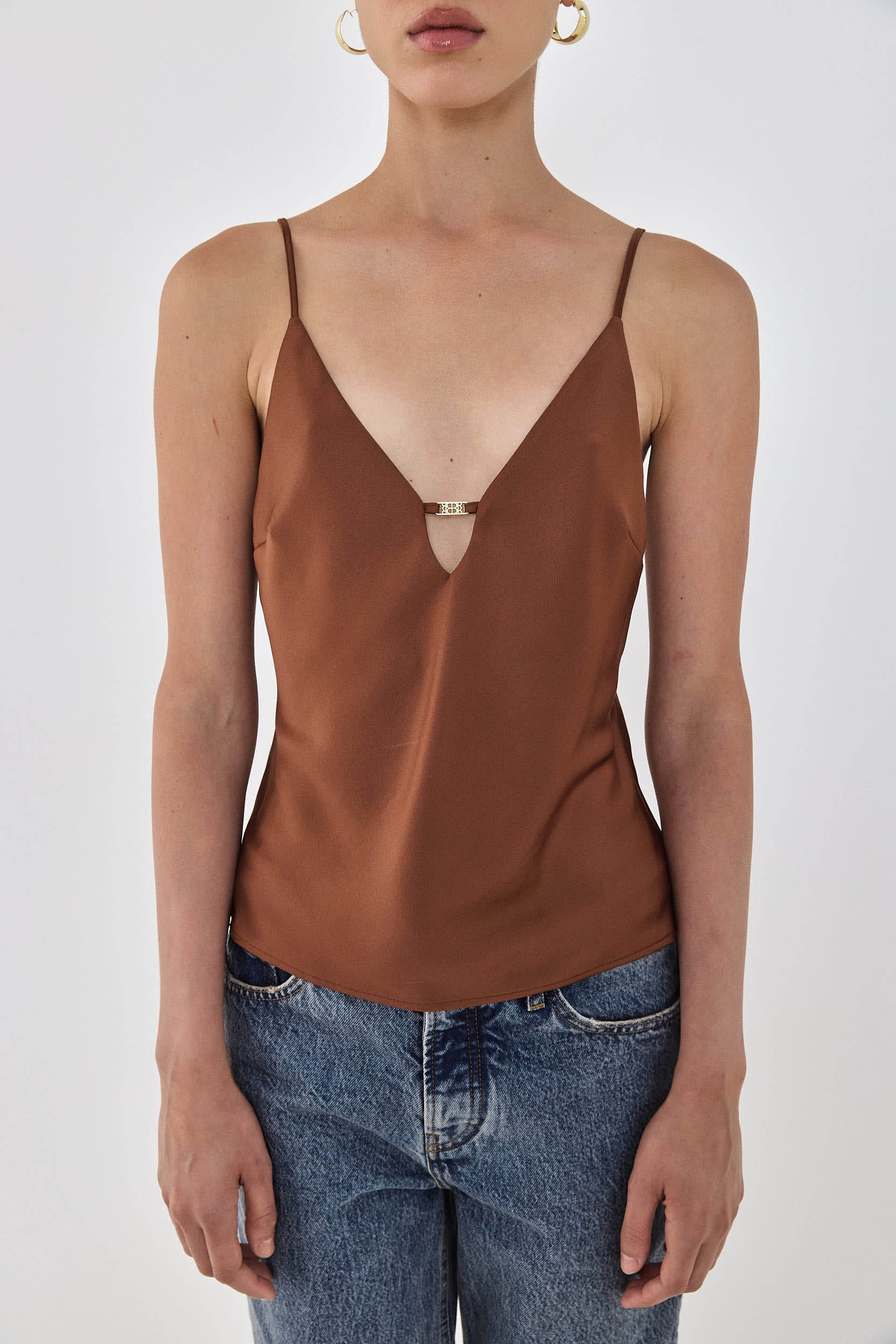 Satin V Neck Tank Top - Image 6