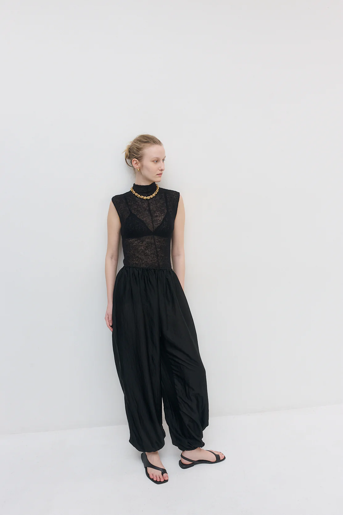 Semi Sheer Chiffon Balloon Pants - Image 3