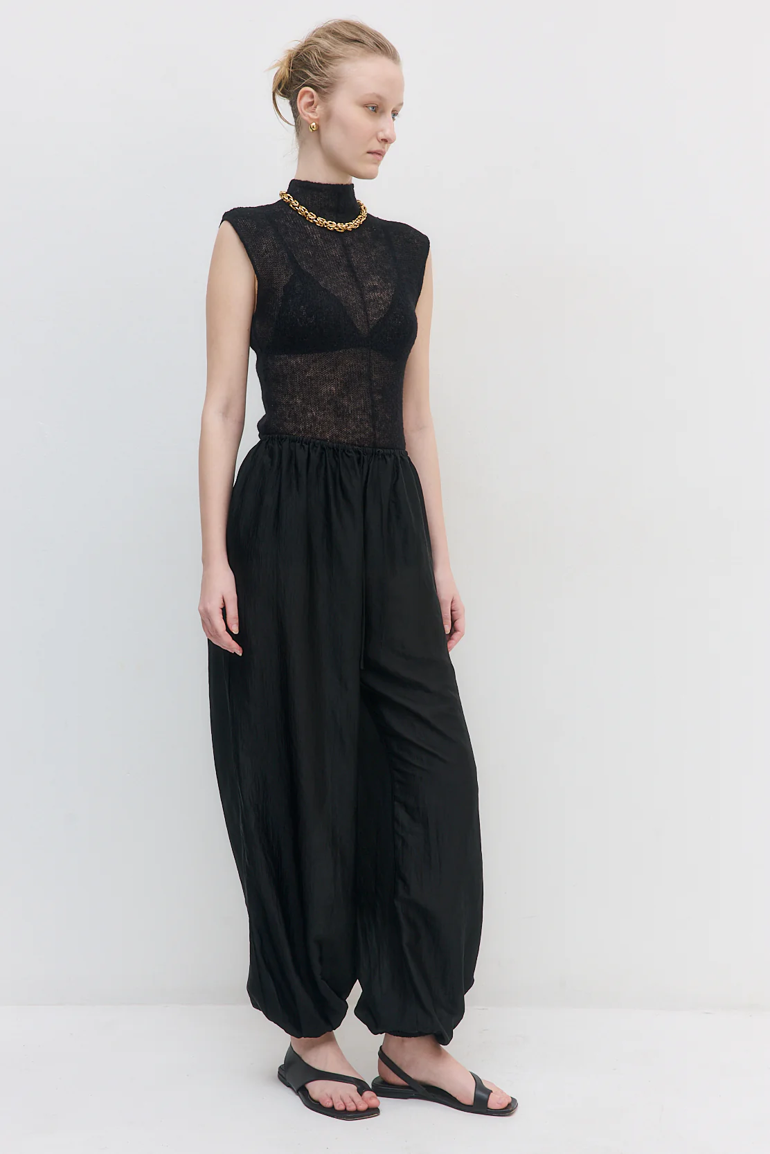 Semi Sheer Chiffon Balloon Pants - Image 4