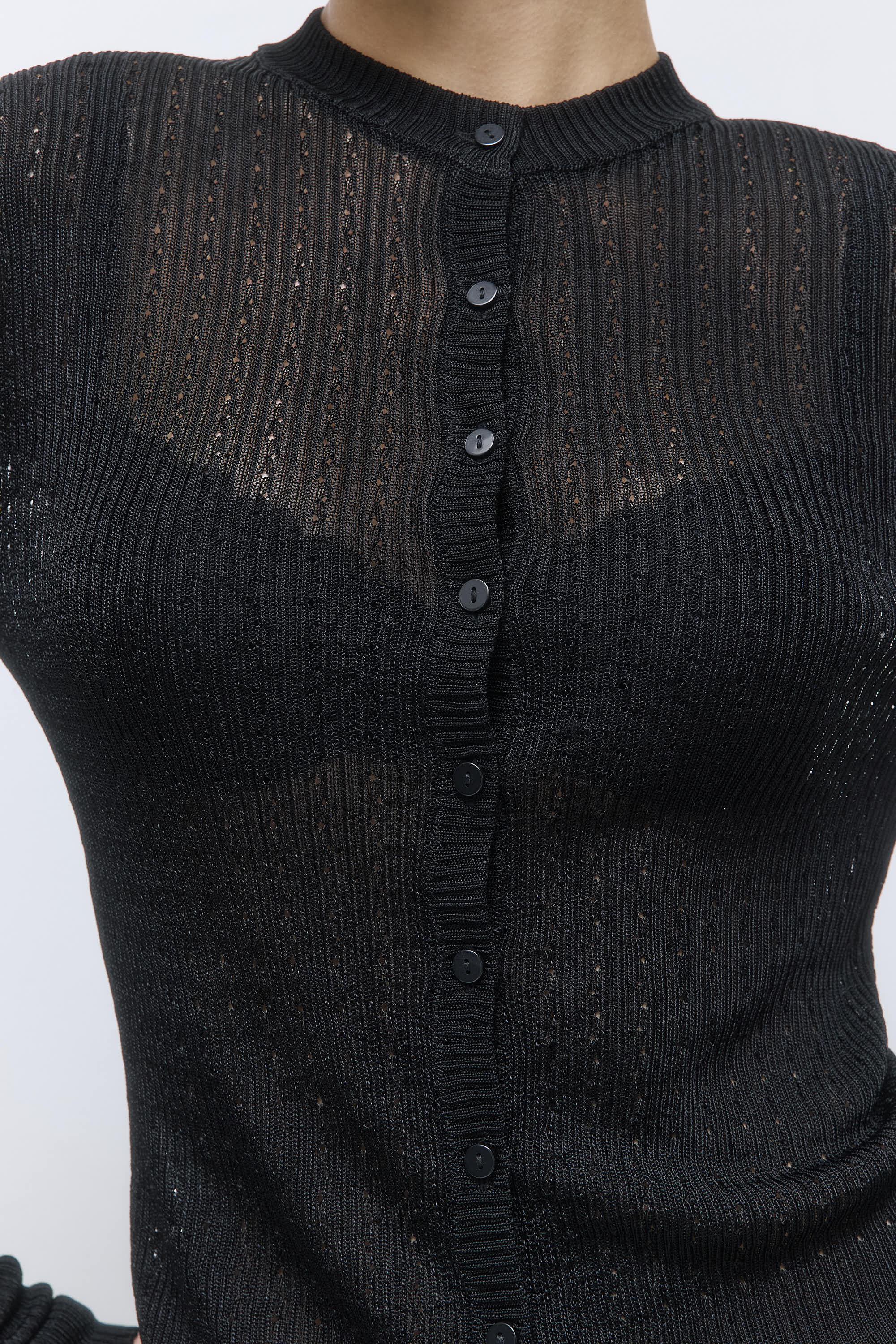 Semi Sheer Crochet Cardigan - Image 7