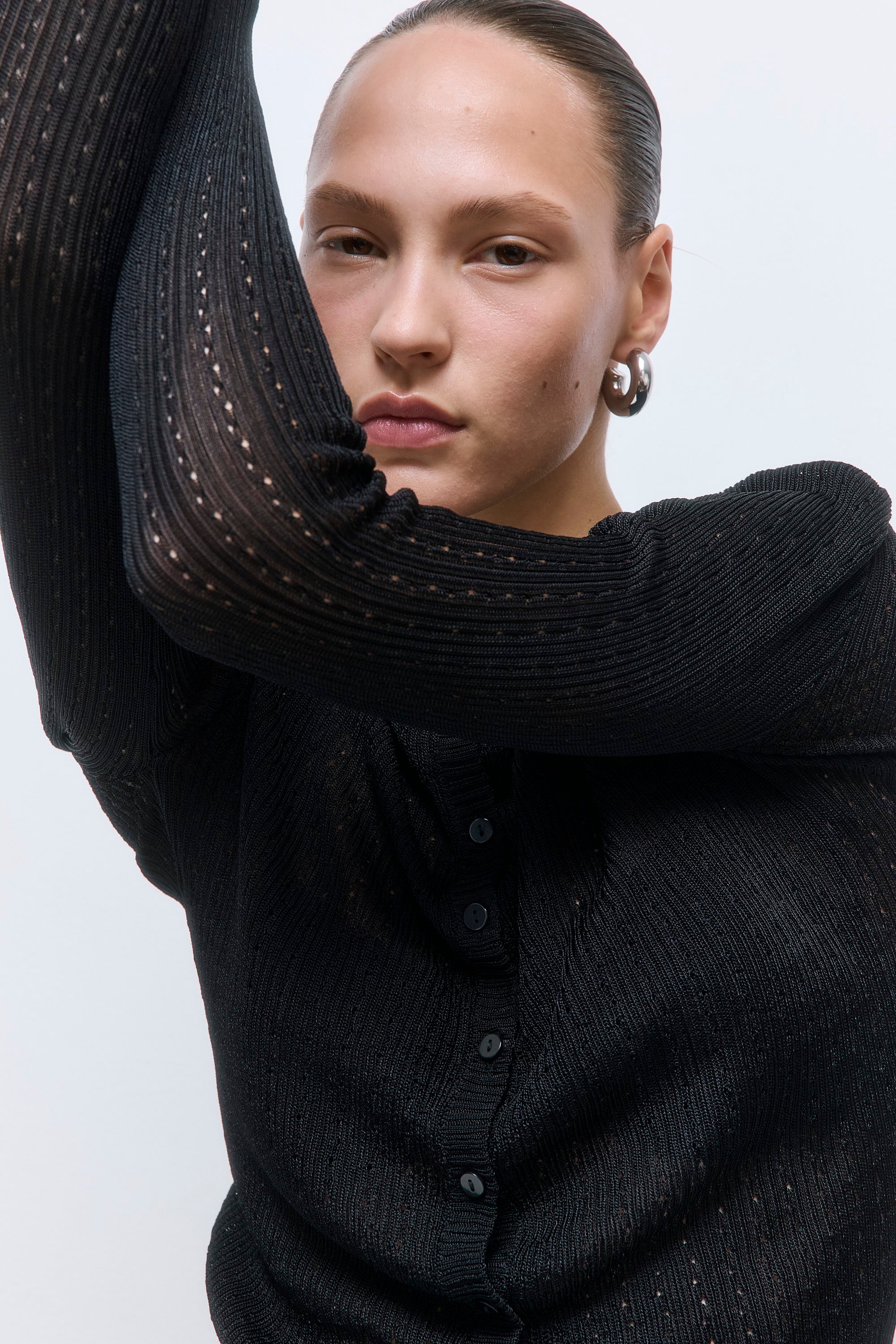 Semi Sheer Crochet Cardigan - Image 8
