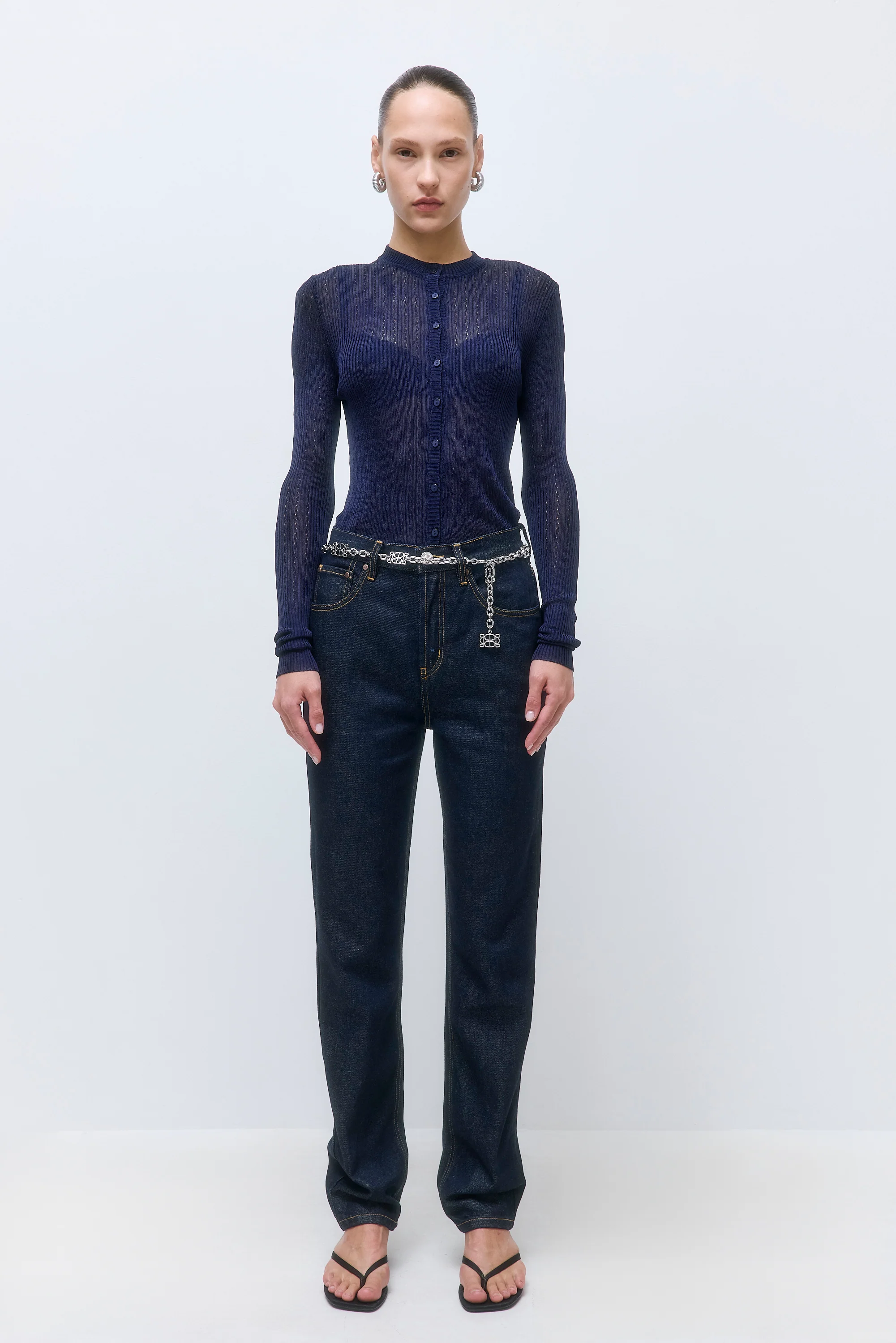 Semi Sheer Crochet Cardigan - Image 2
