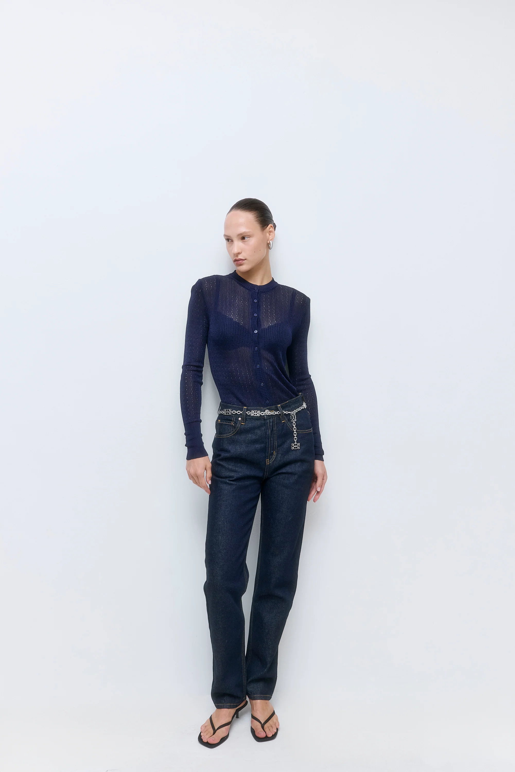 Semi Sheer Crochet Cardigan - Image 3