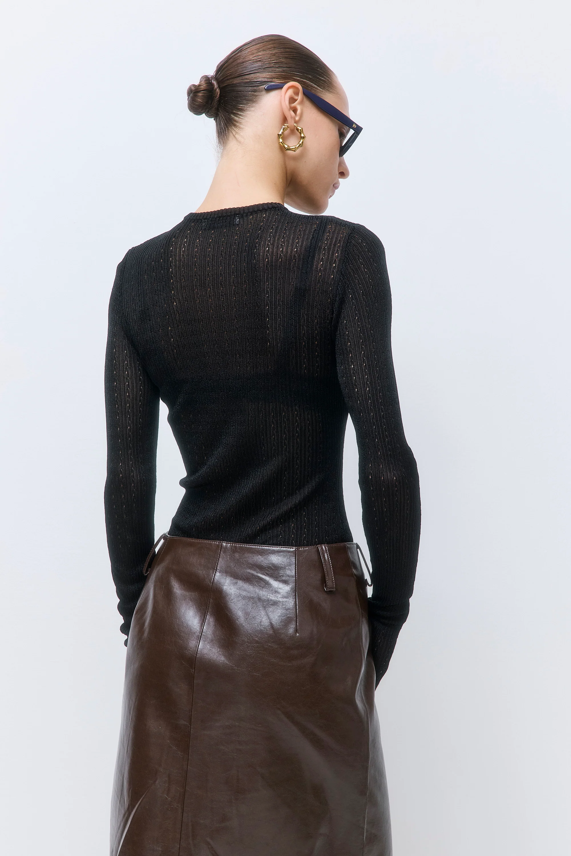 Semi Sheer Crochet Crewneck - Image 5