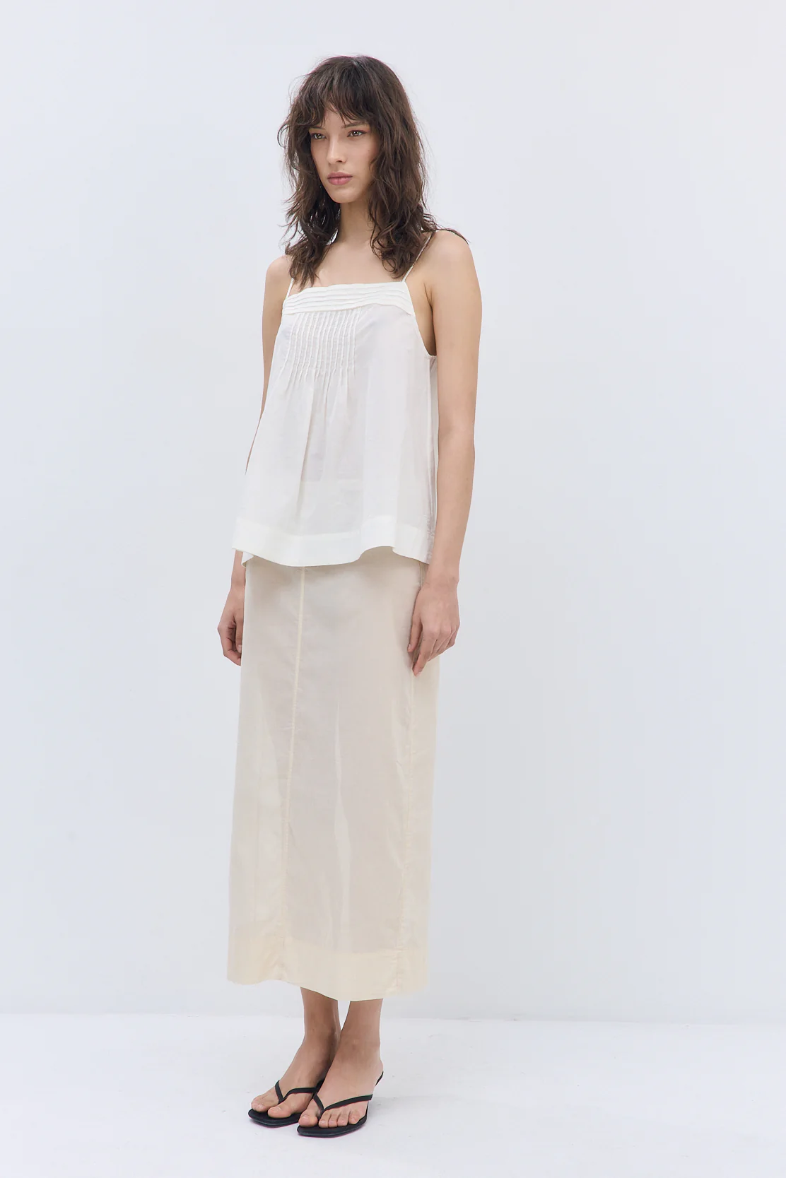 Semi Sheer Pleated Flowy Tank Top - Image 4