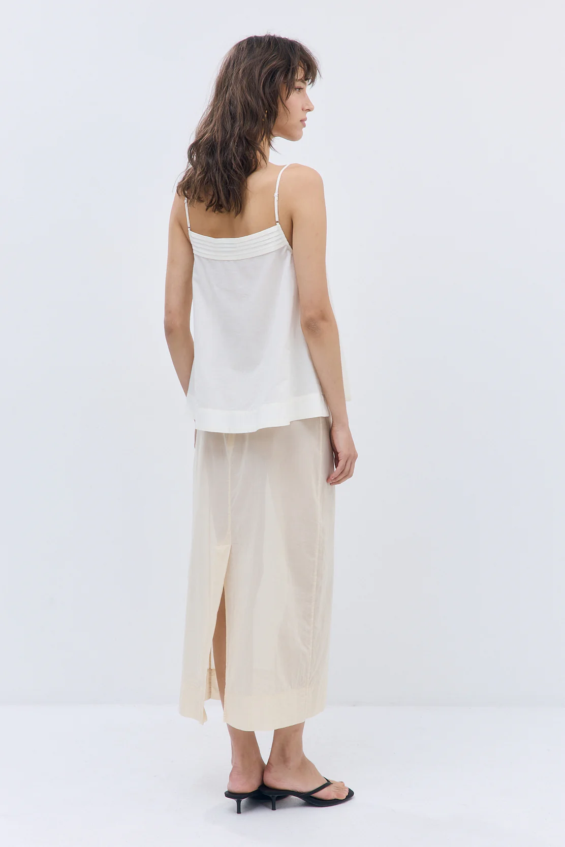 Semi Sheer Pleated Flowy Tank Top - Image 5