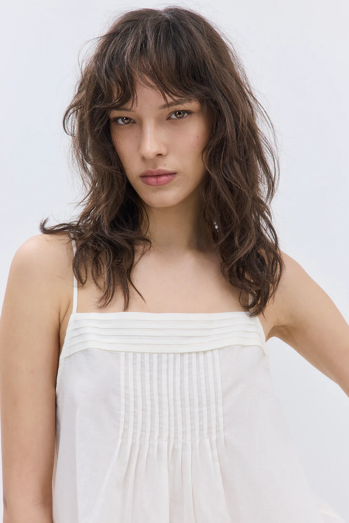 Semi Sheer Pleated Flowy Tank Top - Image 6