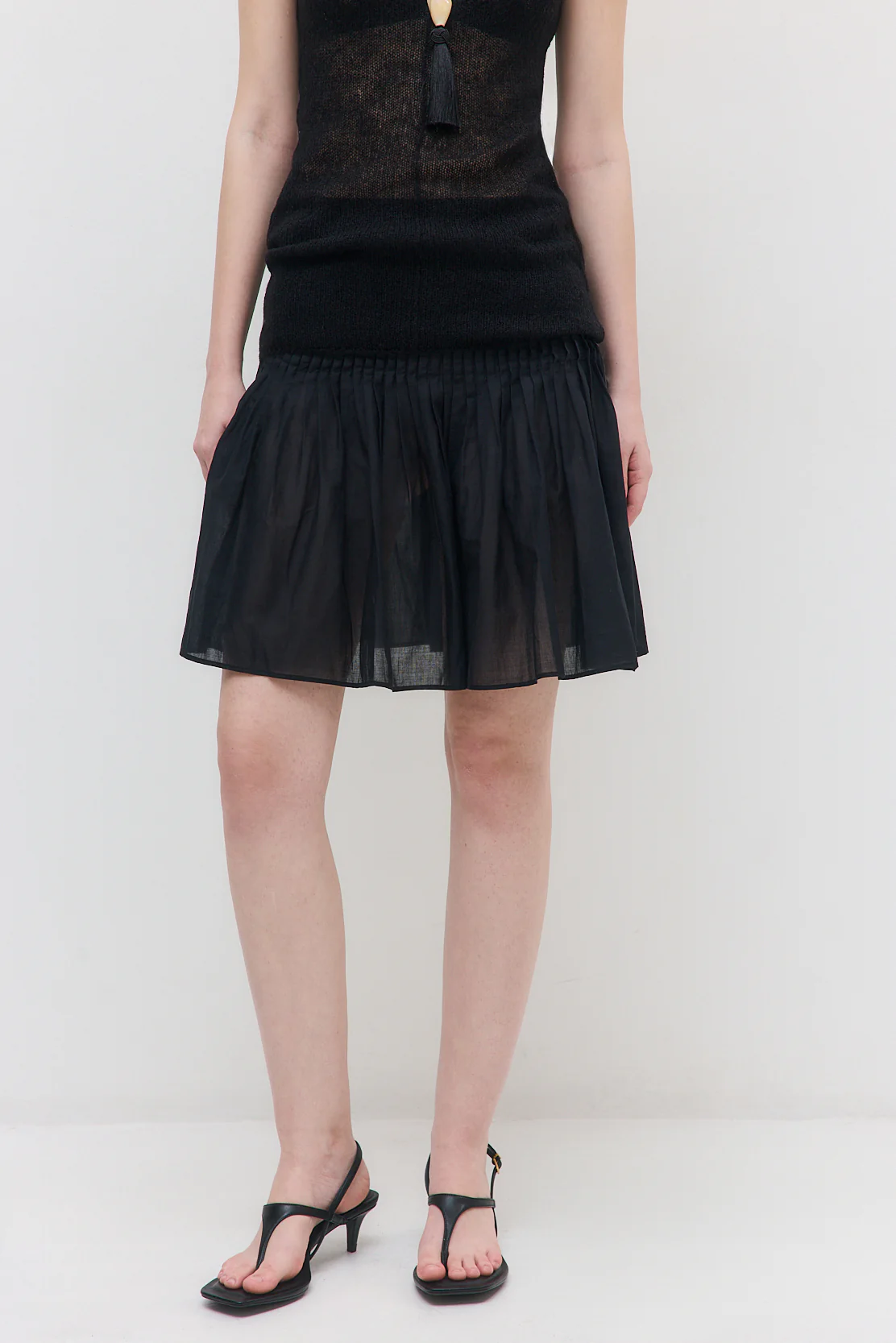 Semi Sheer Pleated Midi Skirt - Image 2
