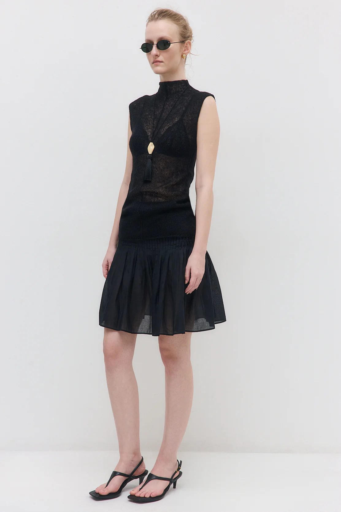 Semi Sheer Pleated Midi Skirt - Image 4