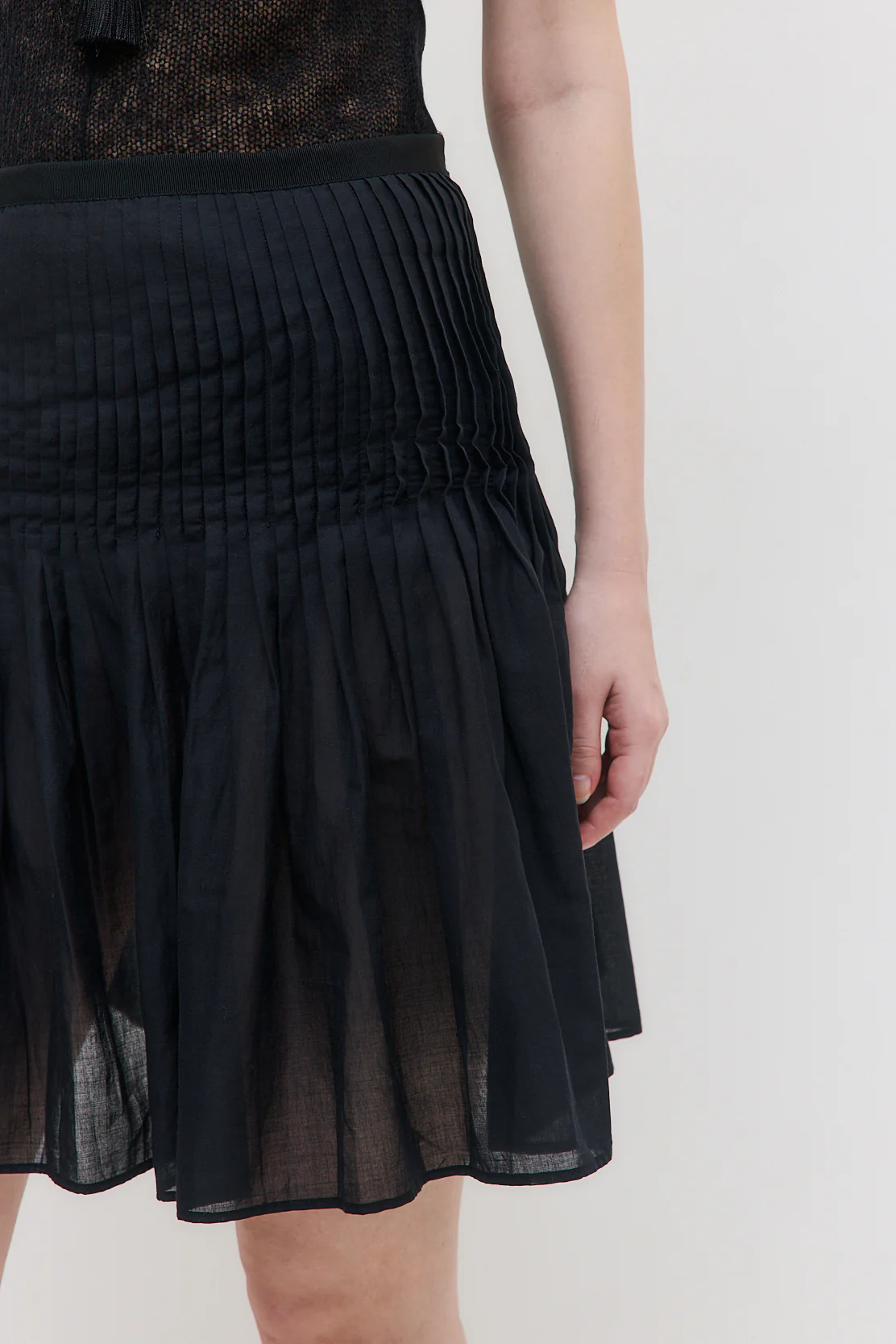 Semi Sheer Pleated Midi Skirt - Image 7