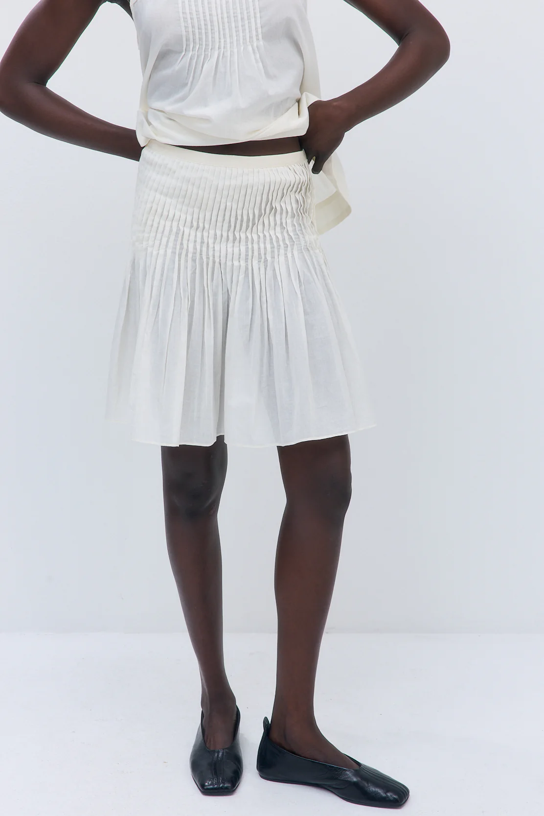Semi Sheer Pleated Midi Skirt - Image 2
