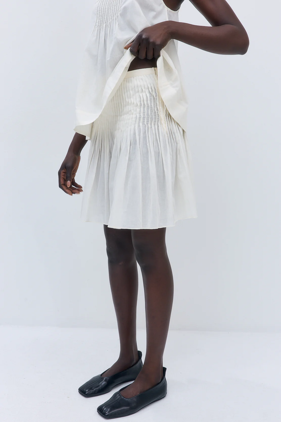 Semi Sheer Pleated Midi Skirt - Image 8