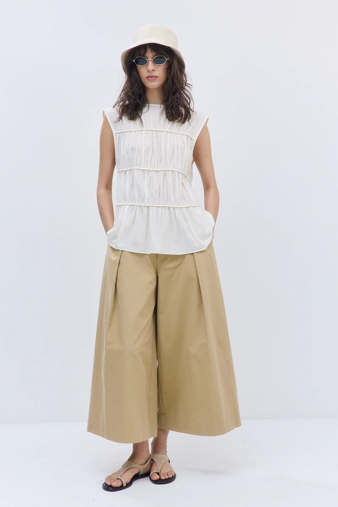 Semi Sheer Sleeveless Pleated Top - Image 2