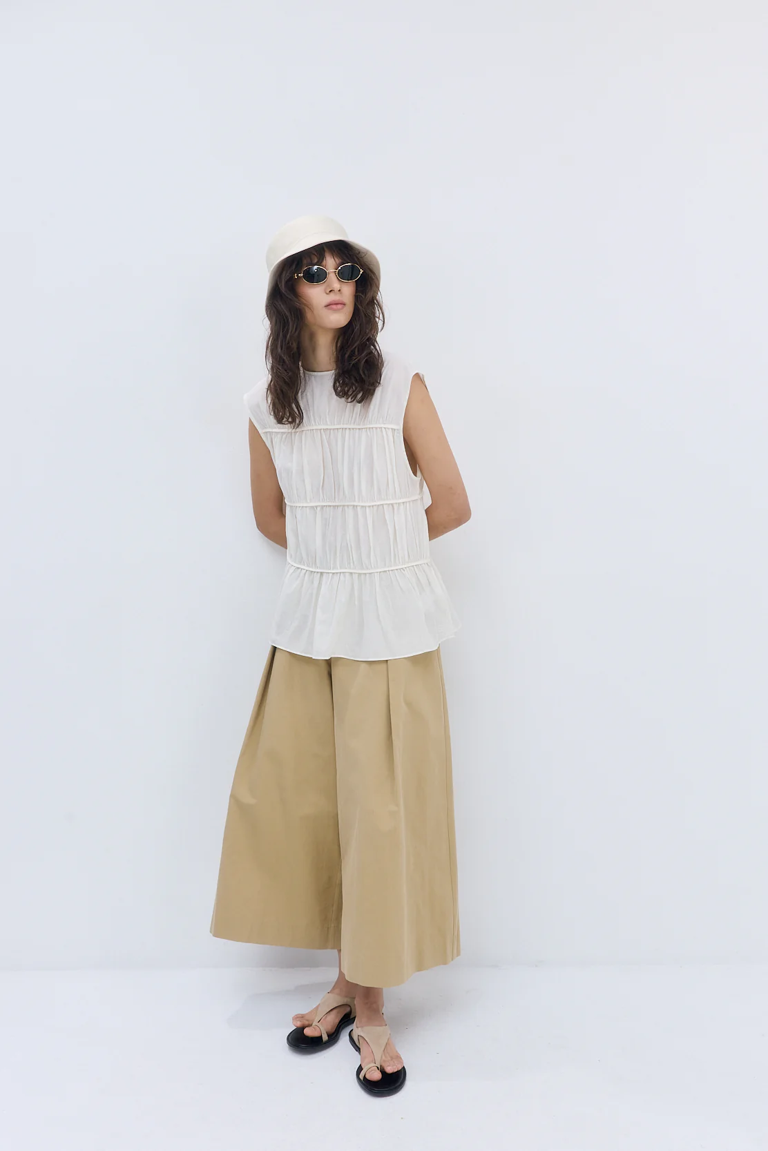 Semi Sheer Sleeveless Pleated Top - Image 3