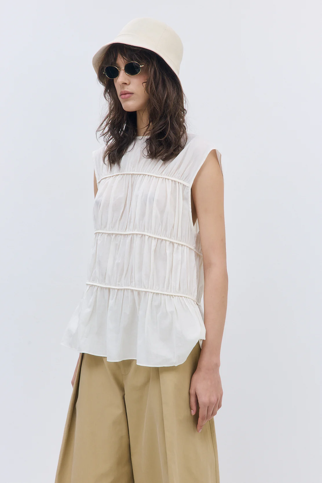 Semi Sheer Sleeveless Pleated Top - Image 4
